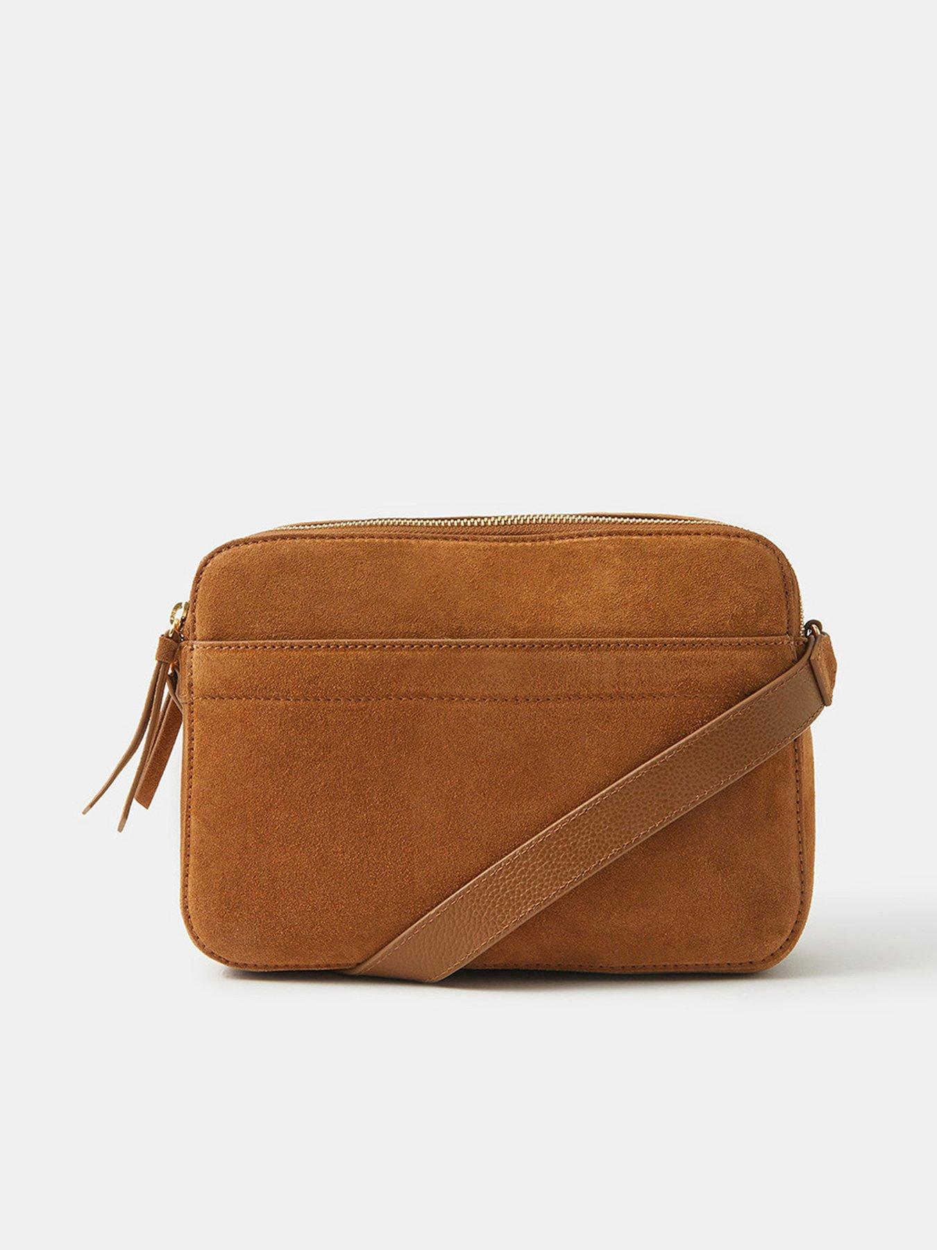 undefined Small Suede Crossbody Bag - Brown