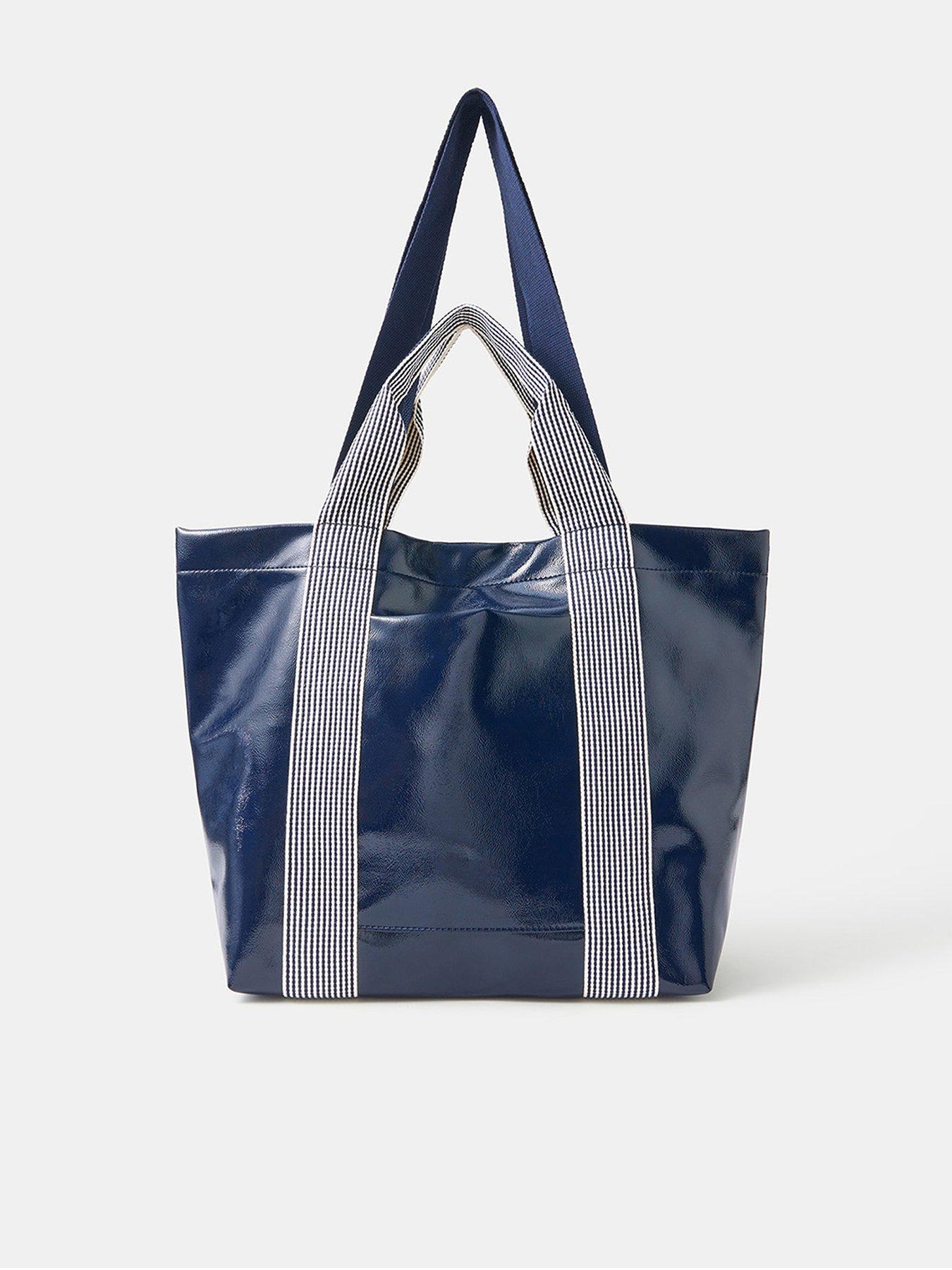 undefined Double Strap Patent Shopper Bag - Blue