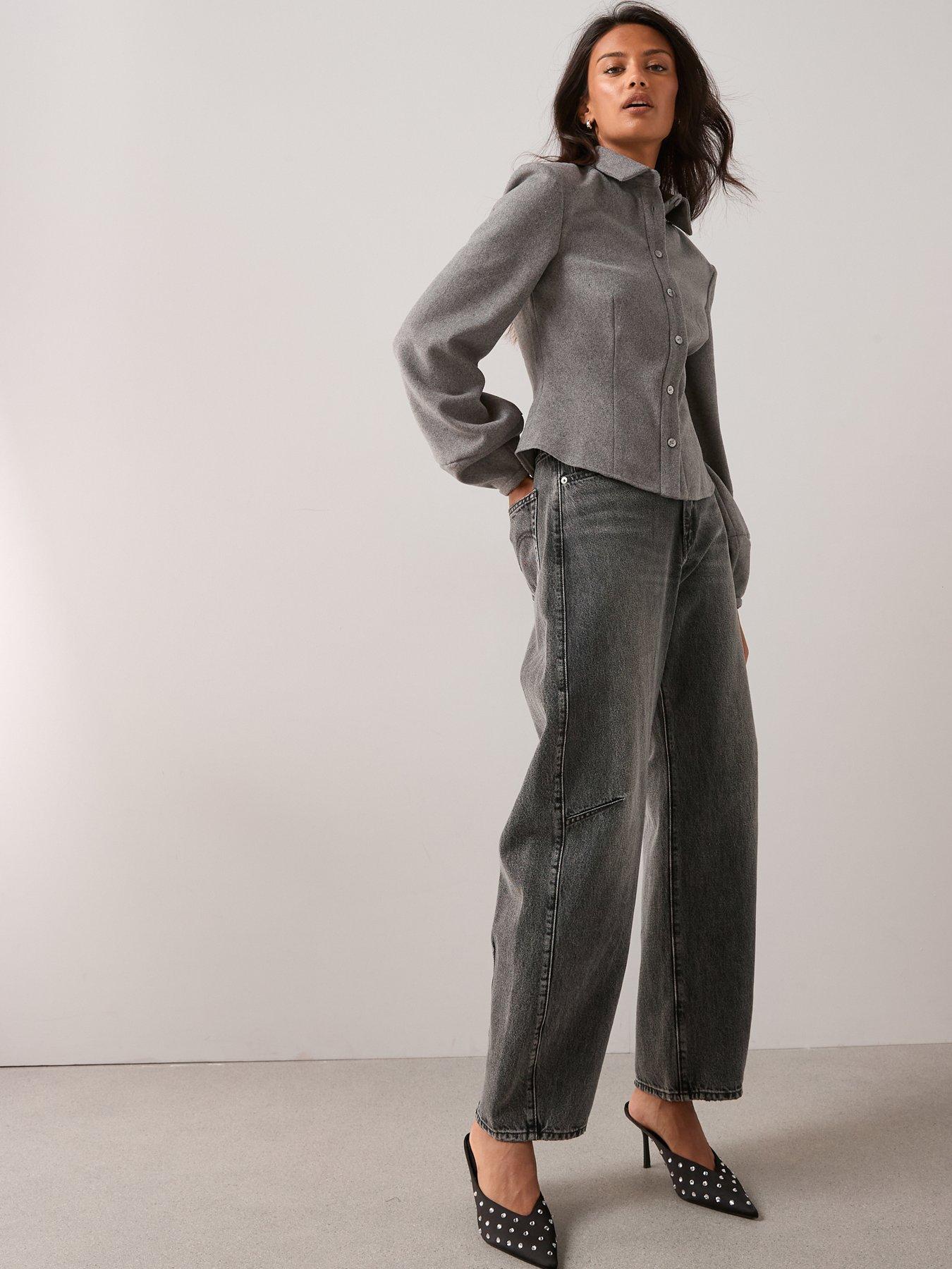 Image 3 of 7 of The Very Collection Button Up Fitted Co-Ord Shirt - Grey