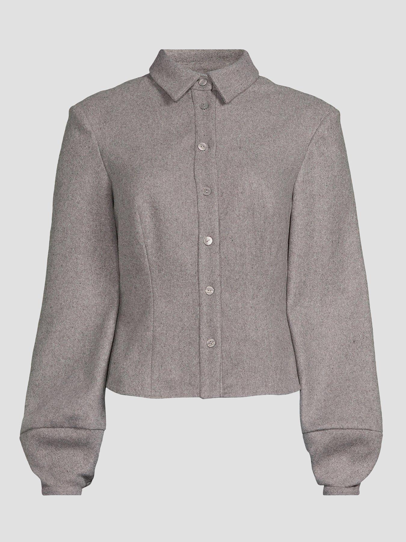 Image 7 of 7 of The Very Collection Button Up Fitted Co-Ord Shirt - Grey