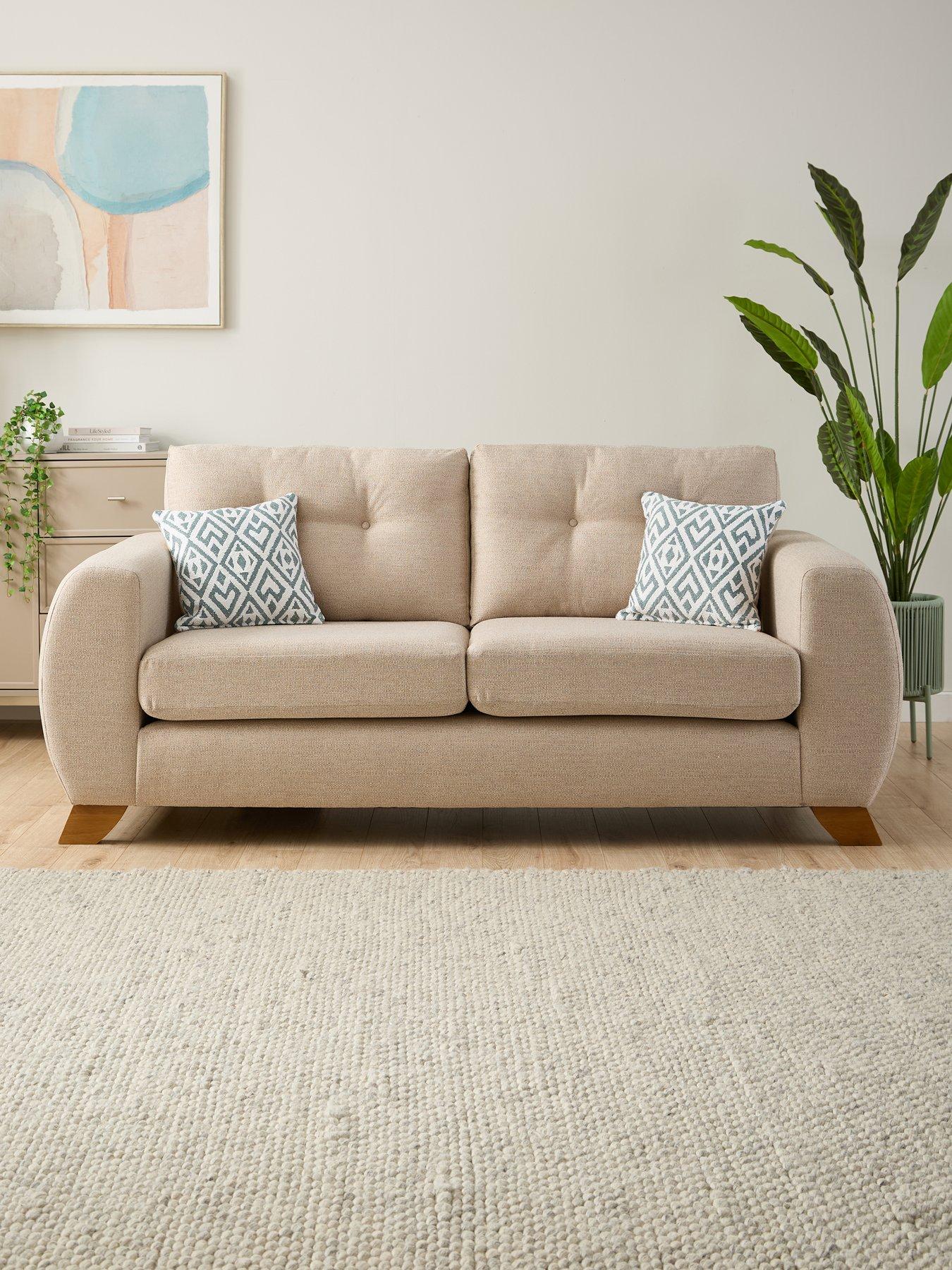 The Very Collection Prent Fabric 3 Seater Sofa - Natural - Made to Order in the UK