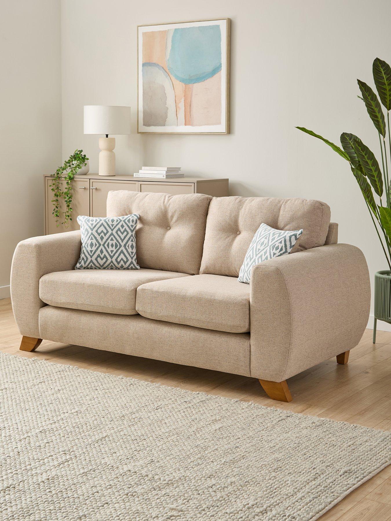 Very Home Prent Fabric 2 Seater Sofa - Natural - Made to order in the UK