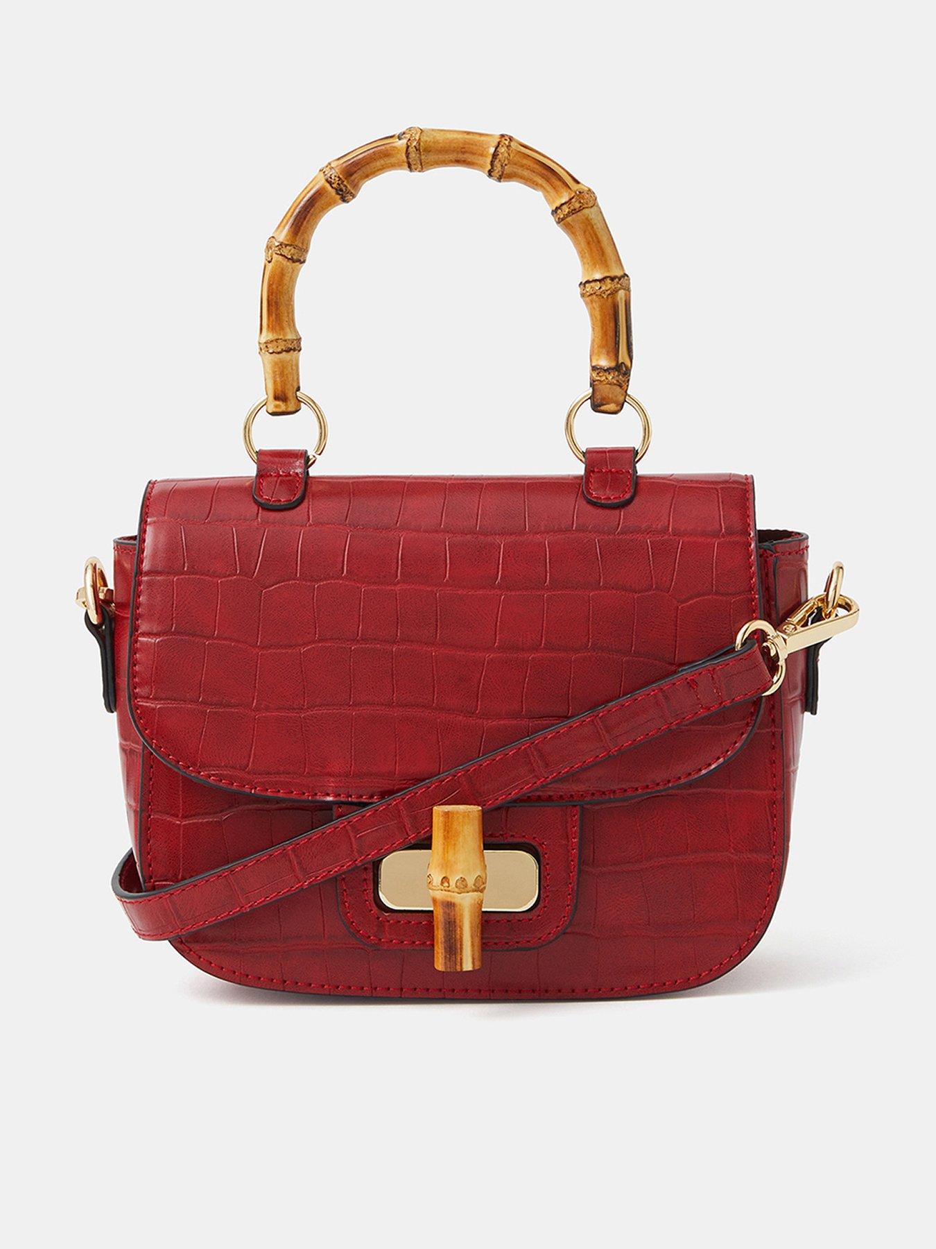 undefined Bamboo Handle Croc Crossbody Bag