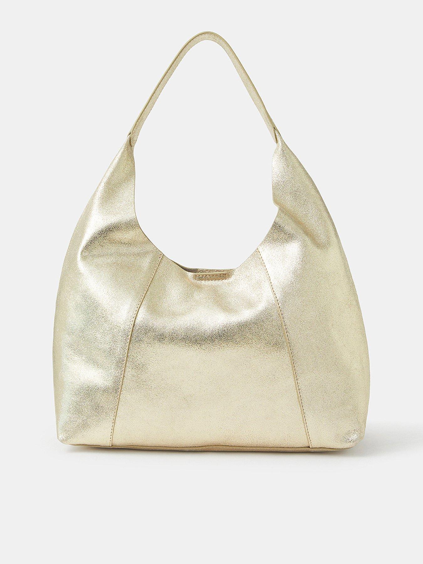 undefined Slouchy Metallic Suede Shoulder Bag