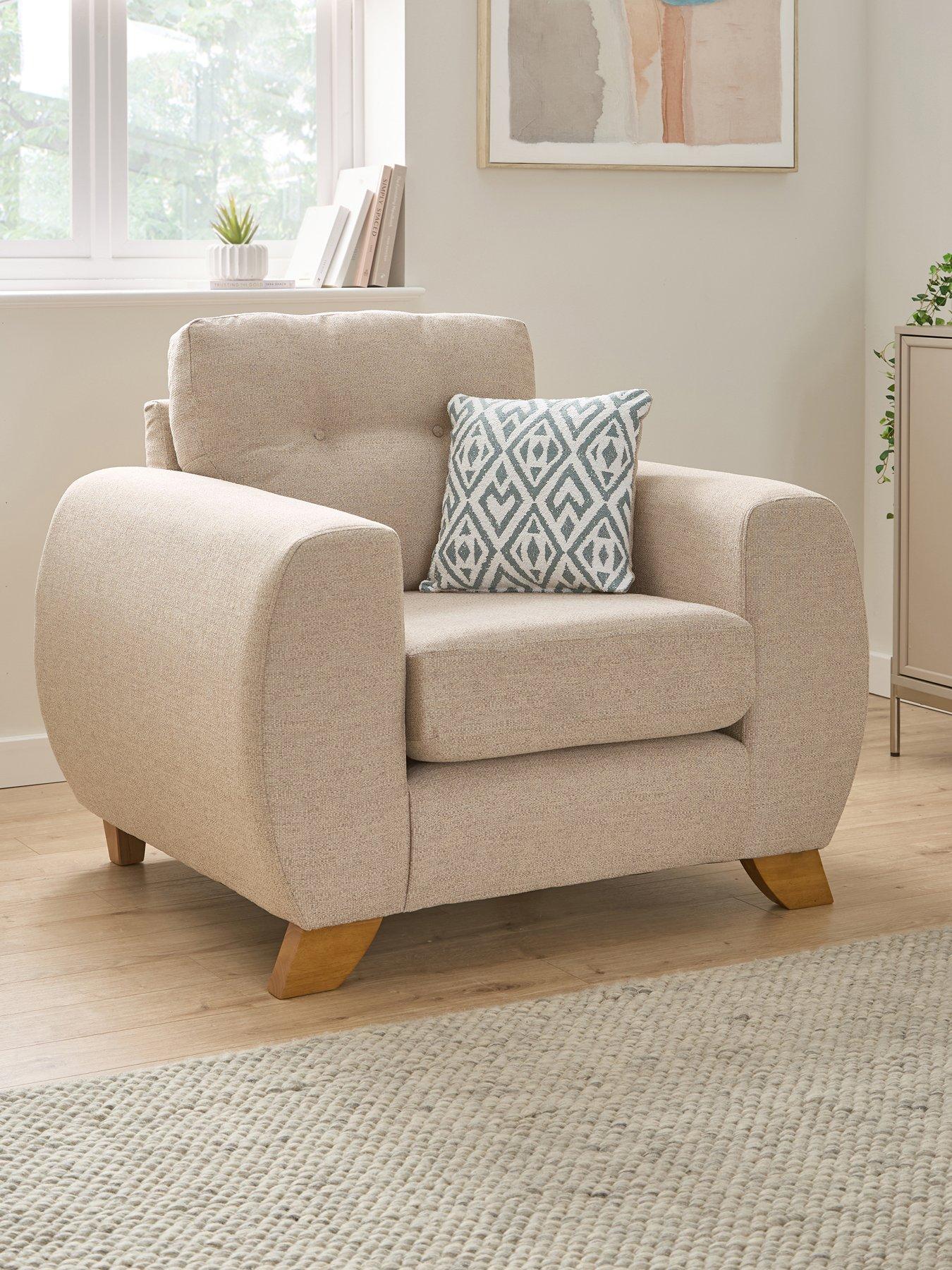 The Very Collection Prent Fabric Armchair - Natural - Made to order in the UK