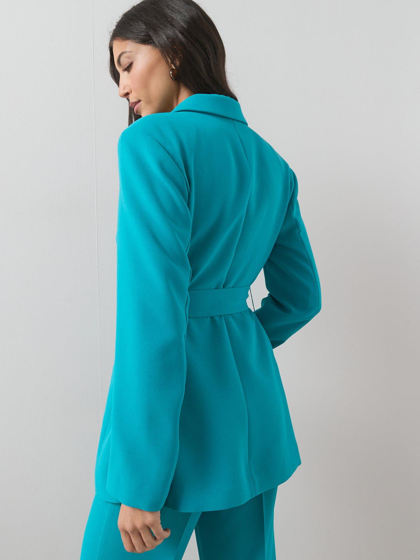 Image 2 of 6 of The Very Collection Belt Cinched Blazer - Teal