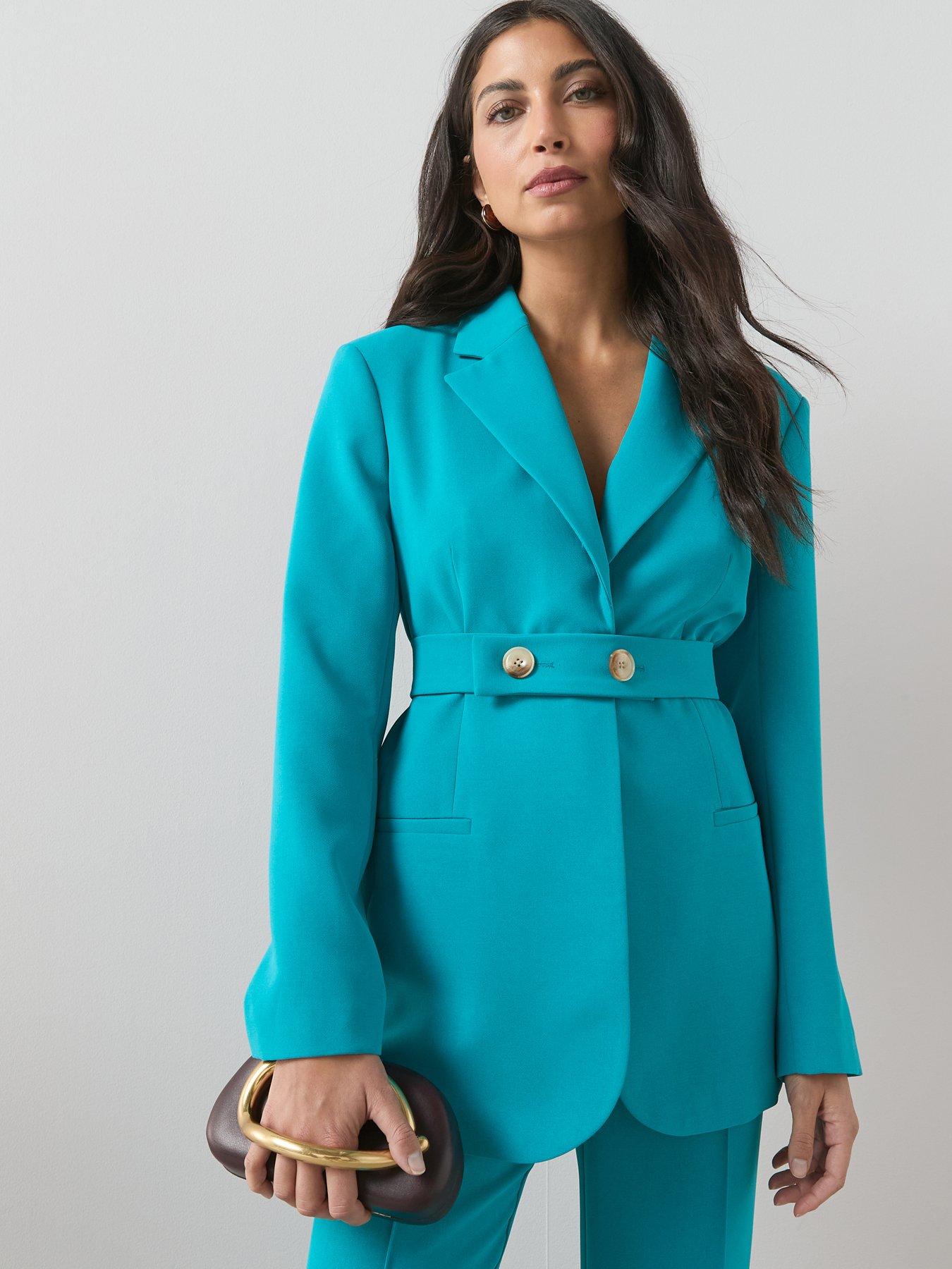 Image 5 of 6 of The Very Collection Belt Cinched Blazer - Teal