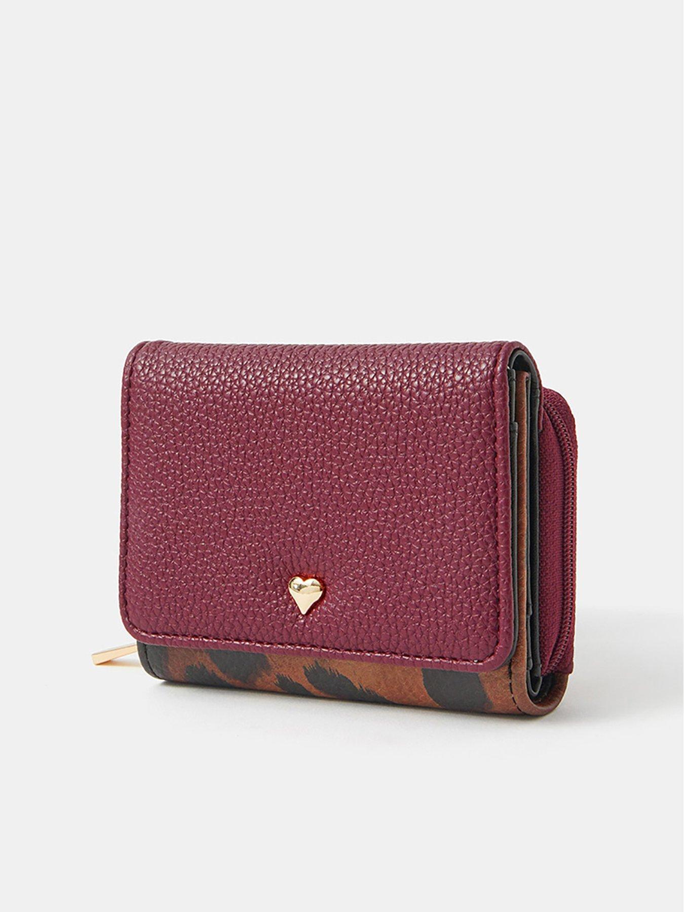 Image 2 of 4 of Accessorize Leopard Print Heart Fold Out Purse - Multi