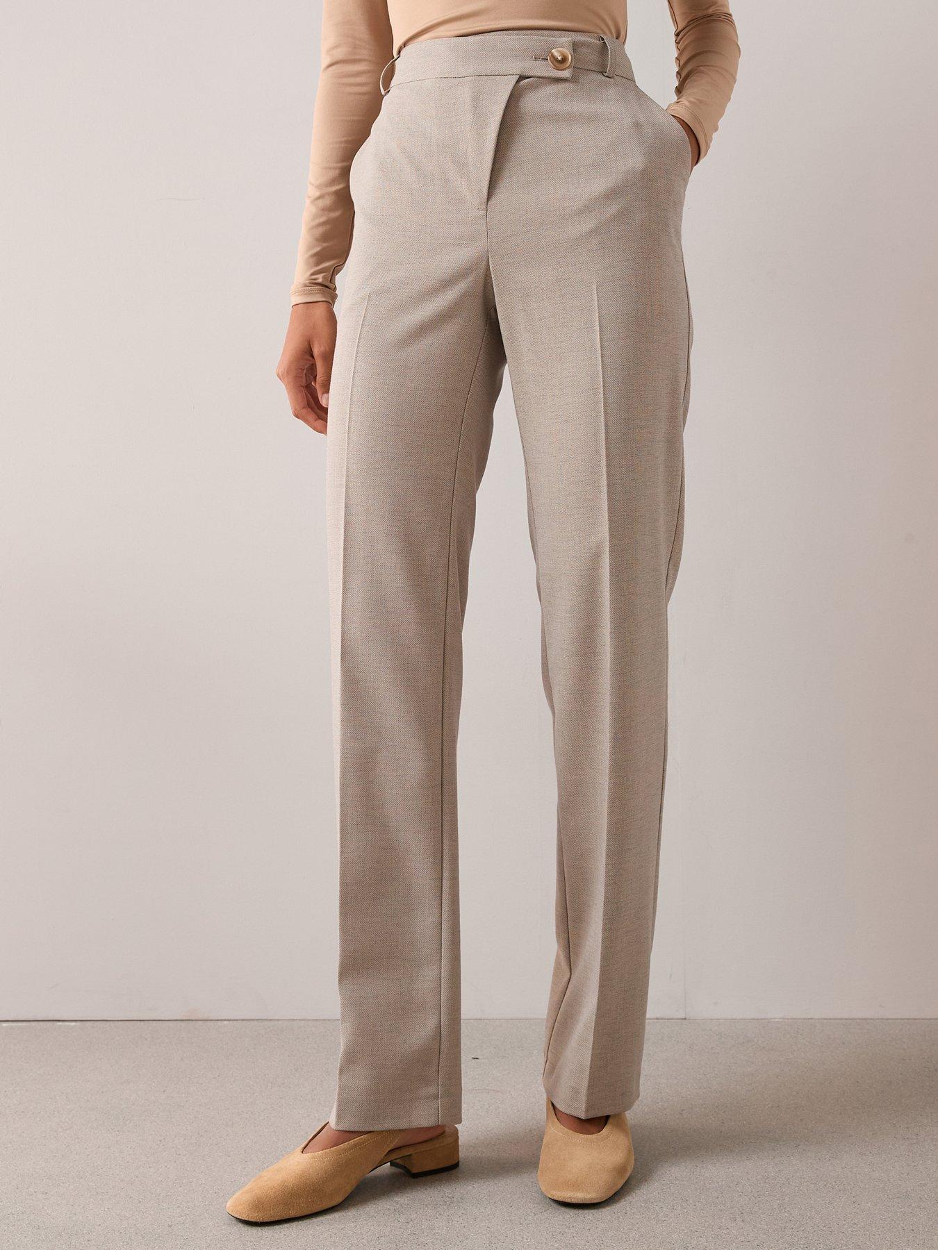 Image 1 of 7 of The Very Collection Asymmetric Waist Detail Trouser - Beige