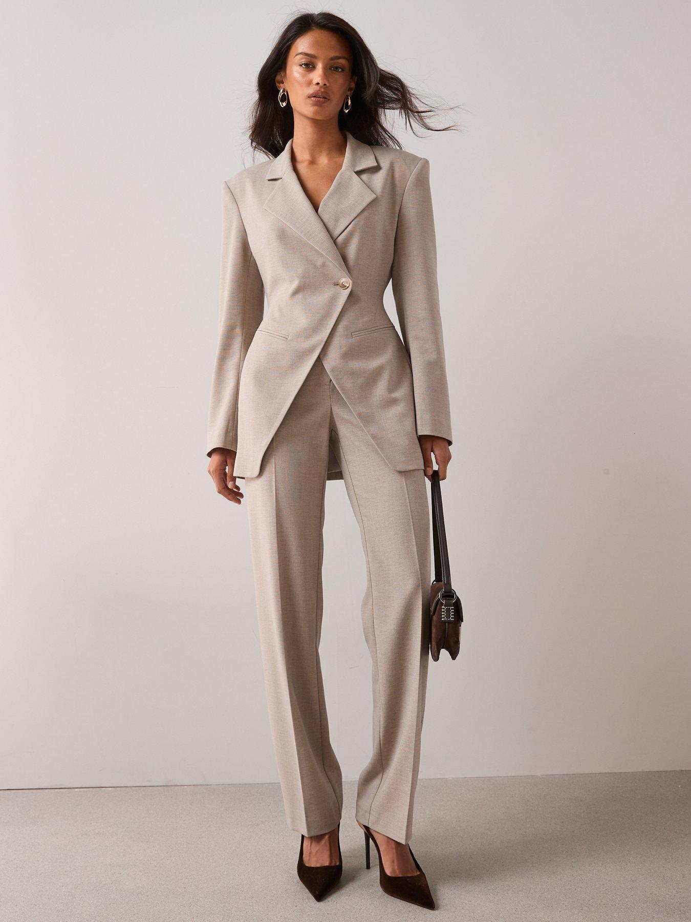 Image 3 of 7 of The Very Collection Asymmetric Waist Detail Trouser - Beige