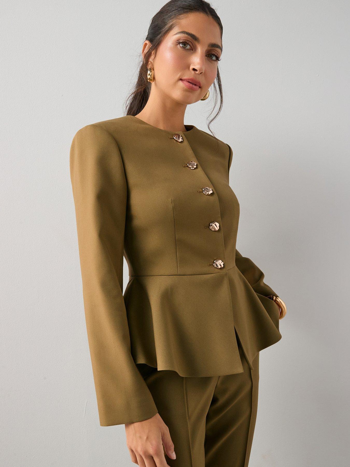 The Very Collection Peplum Hem Blazer - Olive