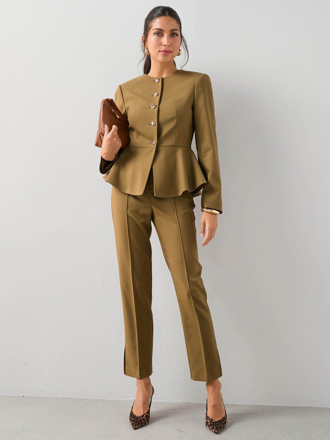 Image 3 of 6 of The Very Collection Peplum Hem Blazer&nbsp;- Olive