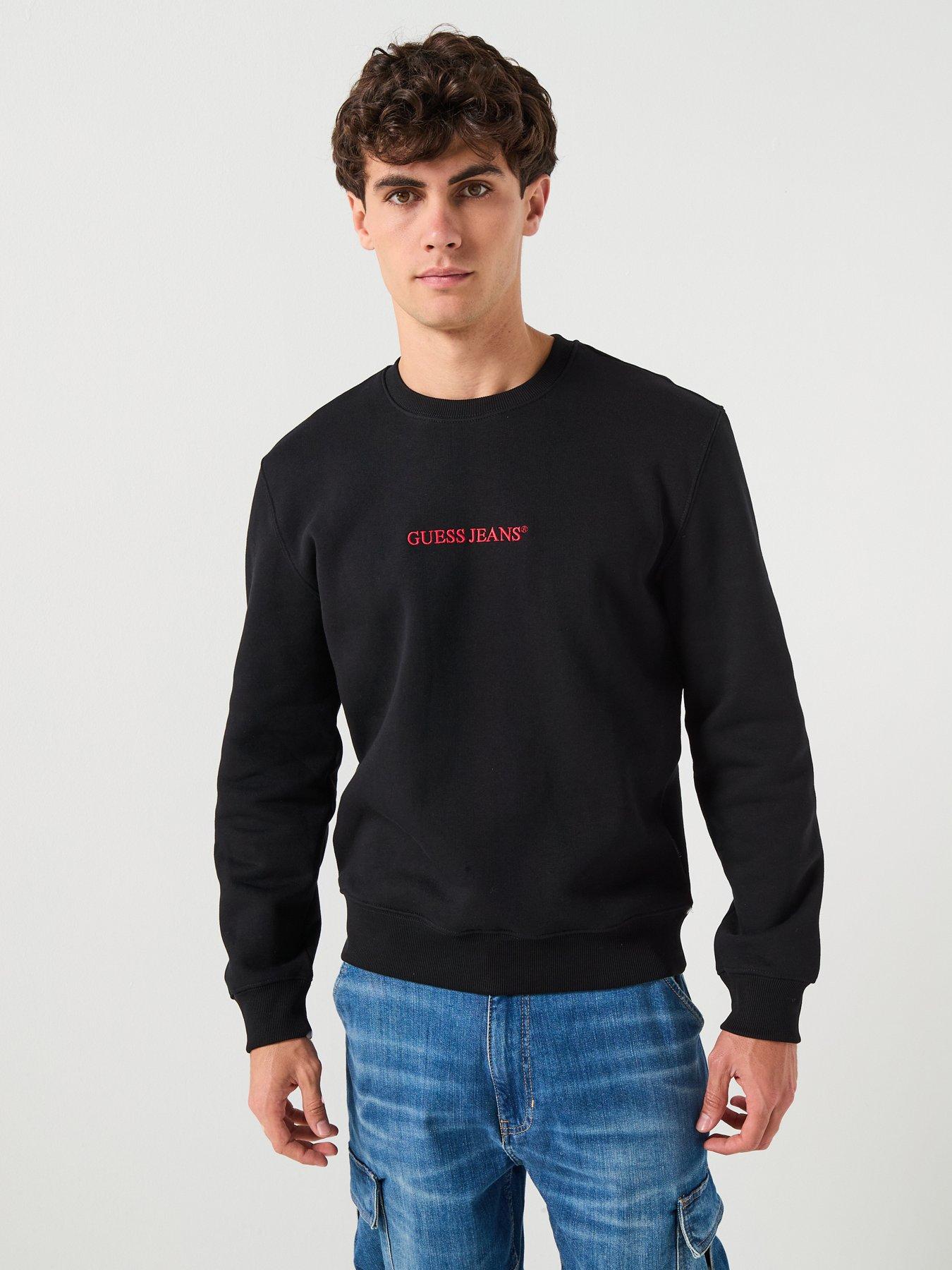 Guess Jeans Slim Fit Logo Crew Sweatshirt - Black