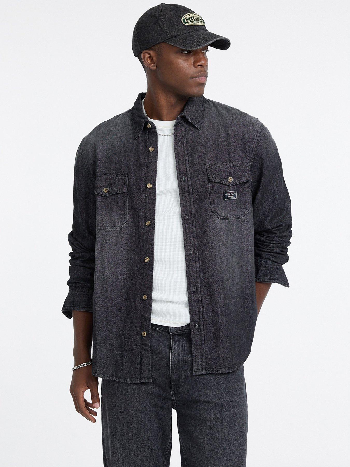 Guess Jeans Regular Long Sleeve Denim Shirt - Black