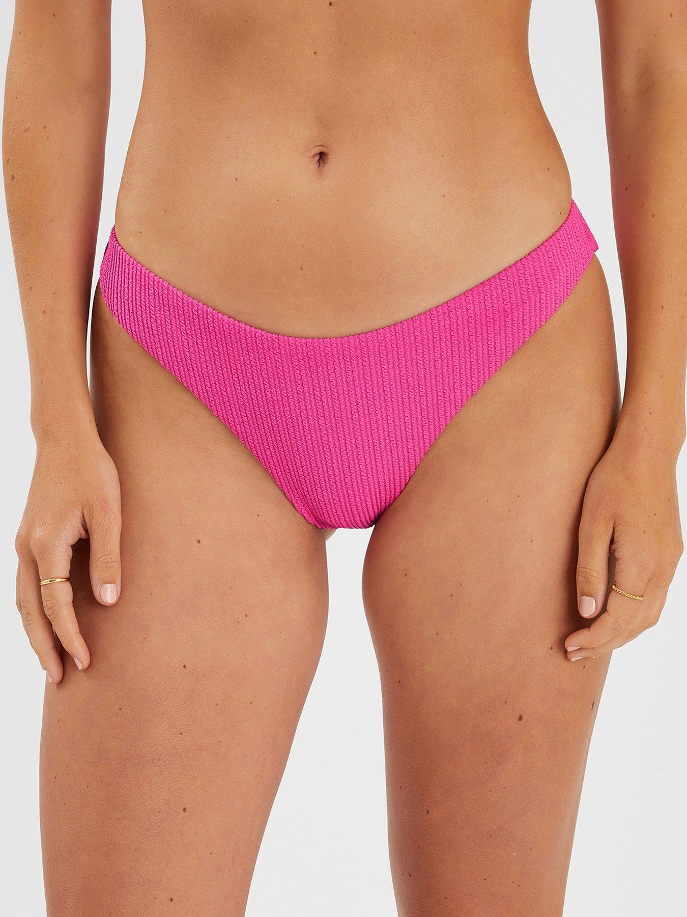 undefined Textured Bikini Bottoms - Pink