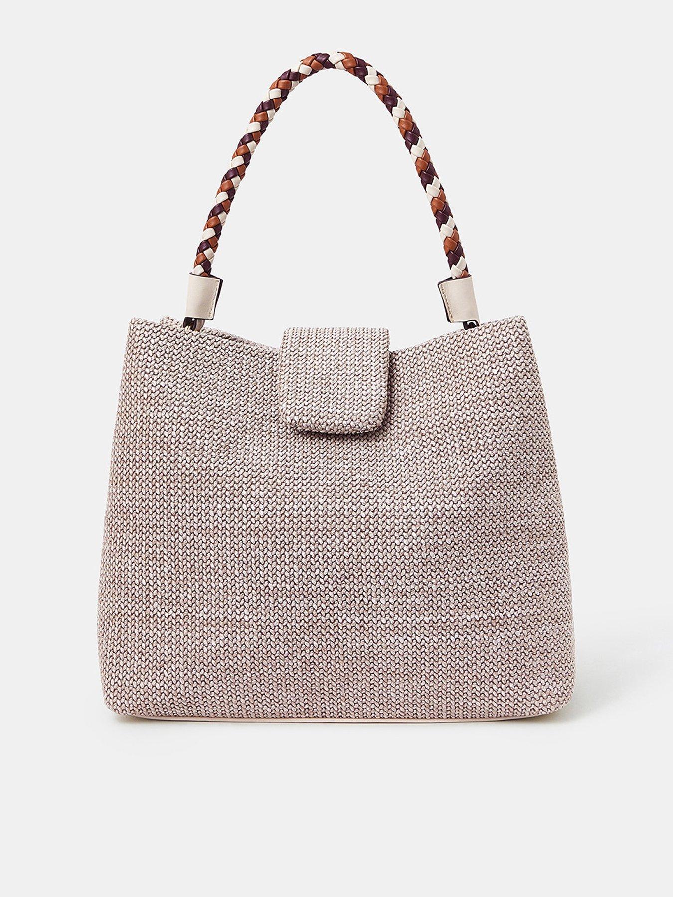 undefined Braid Strap Woven Shoulder Bag - Cream