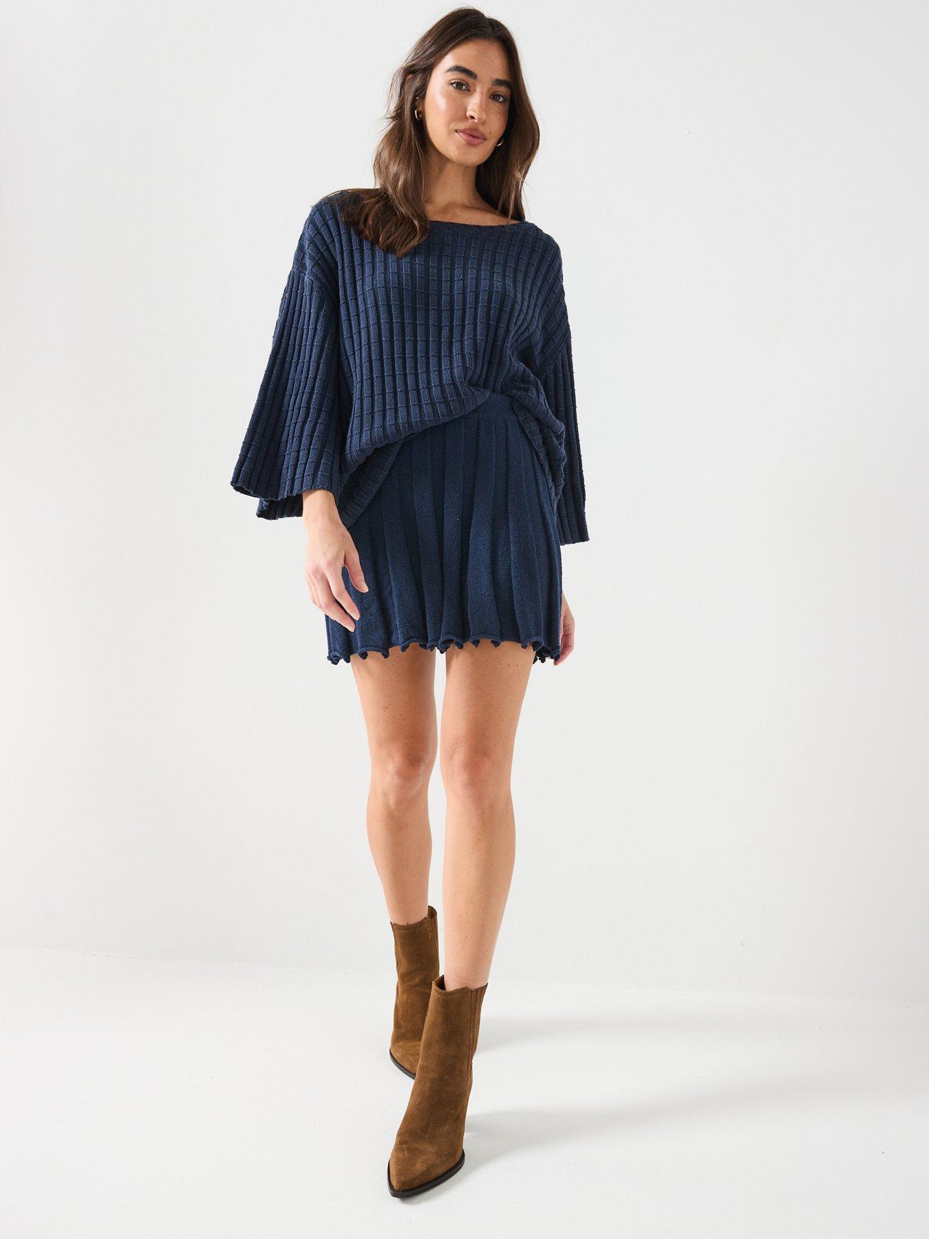 FREE PEOPLE Kenzie Sweater And Skirt Set - Blue