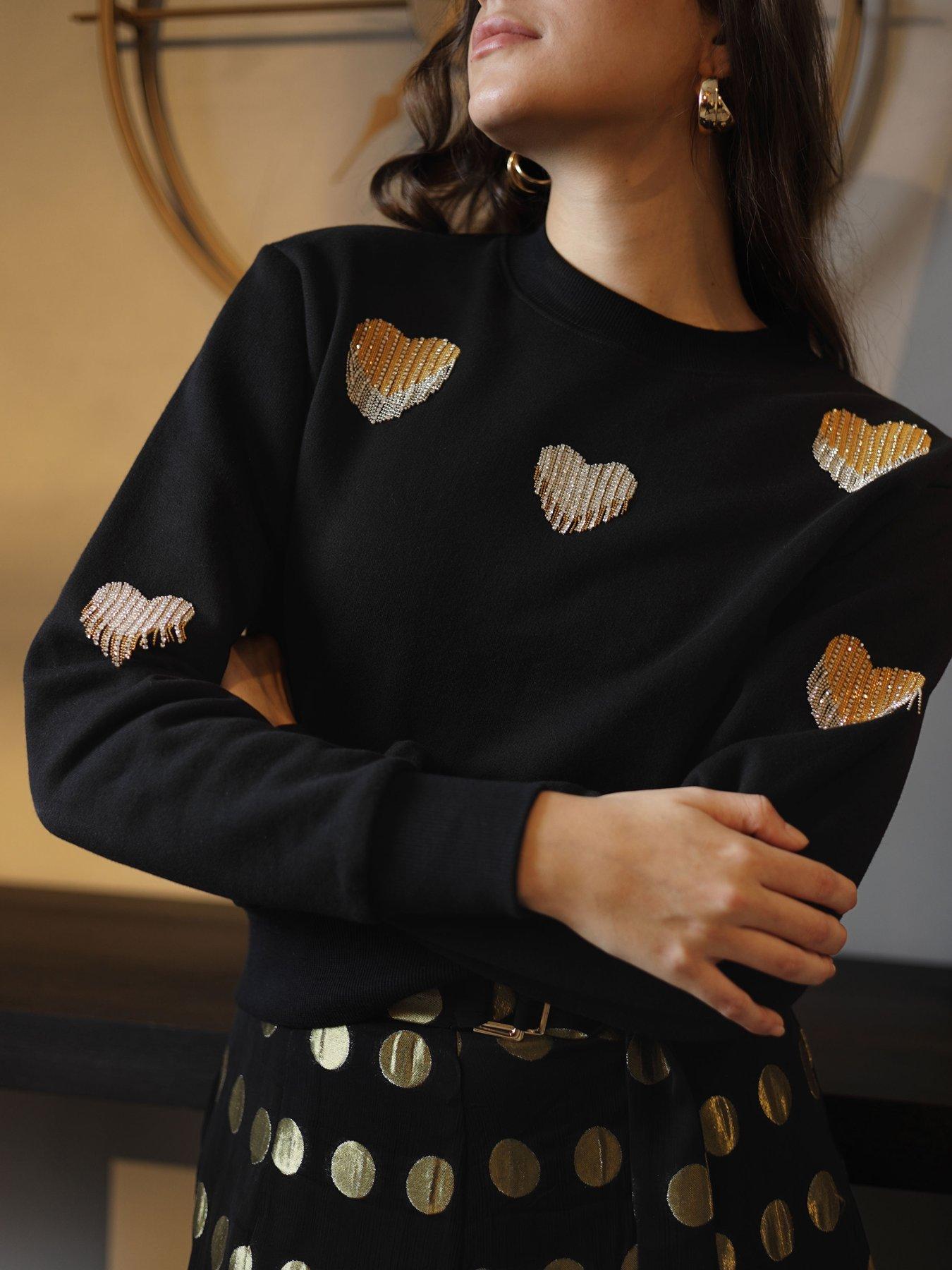Emily Lovelock Sequin Heart Sweat - Black