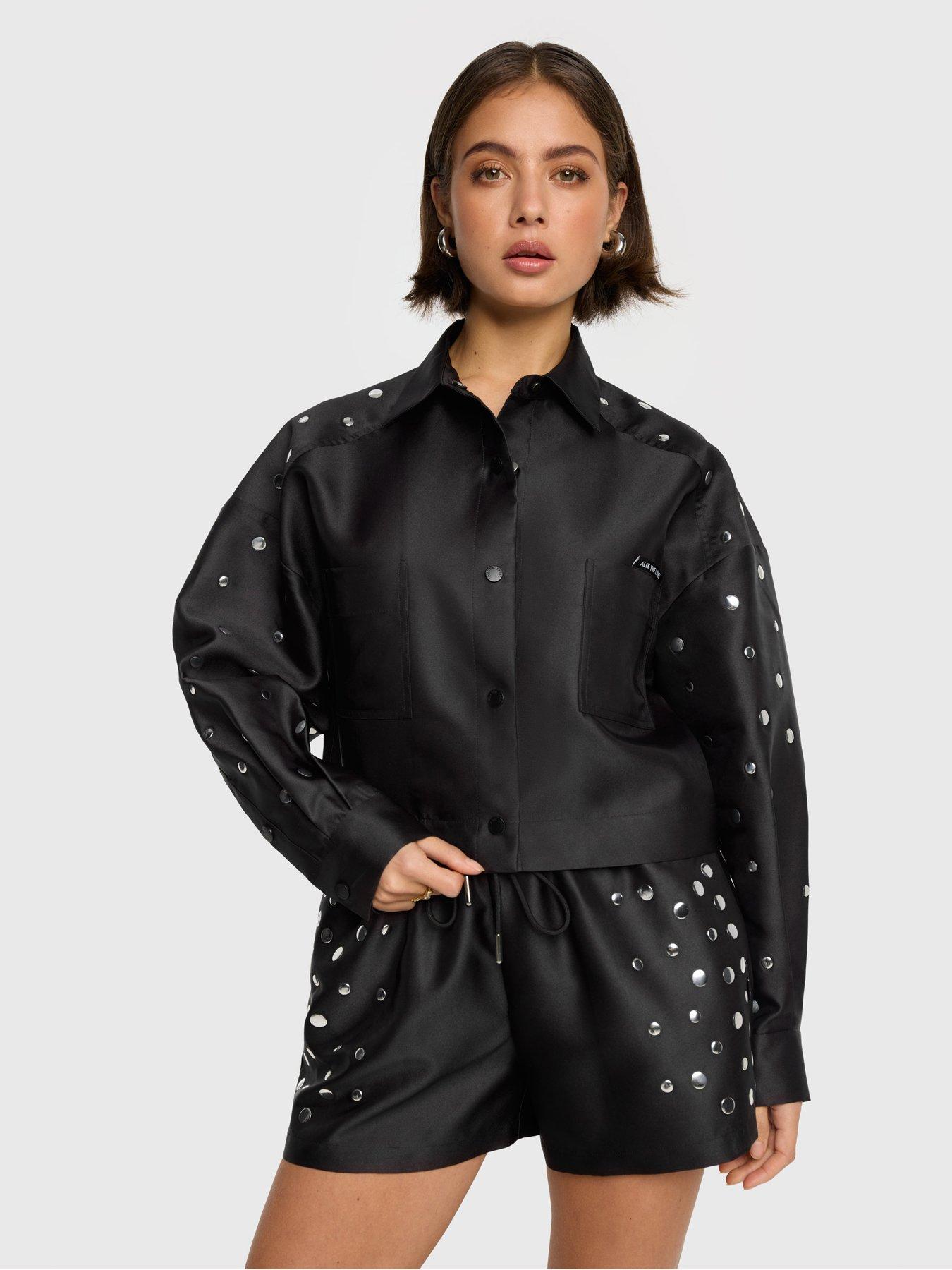 Alix the Label Studs Cropped Blouse - Black