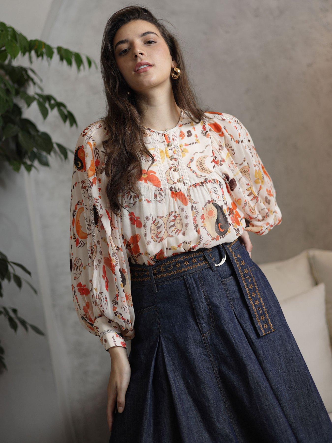 Emily Lovelock Print Blouse - Cream