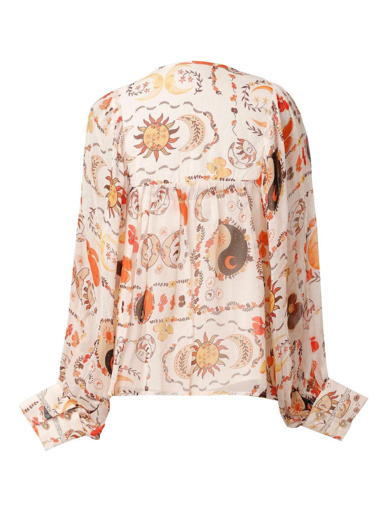 Image 2 of 5 of Emily Lovelock Print Blouse - Cream