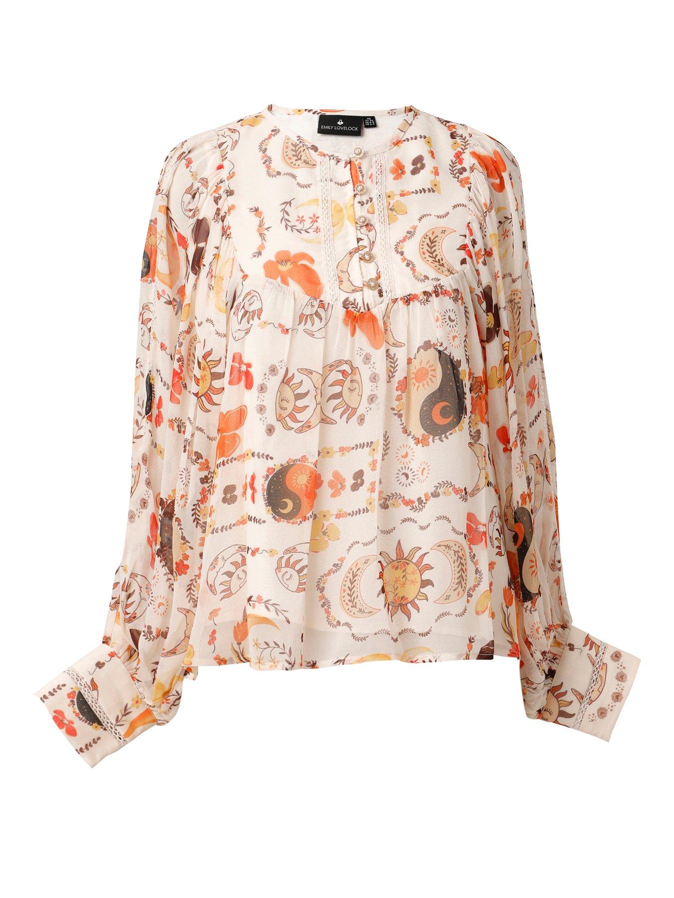 Image 4 of 5 of Emily Lovelock Print Blouse - Cream