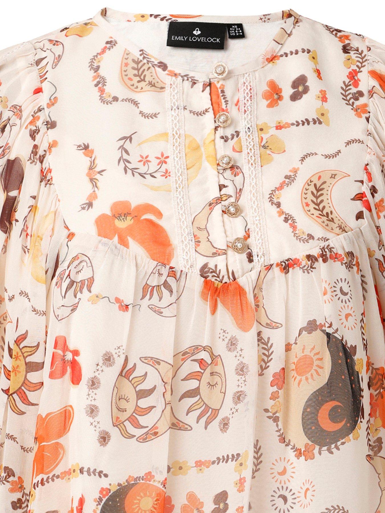 Image 5 of 5 of Emily Lovelock Print Blouse - Cream