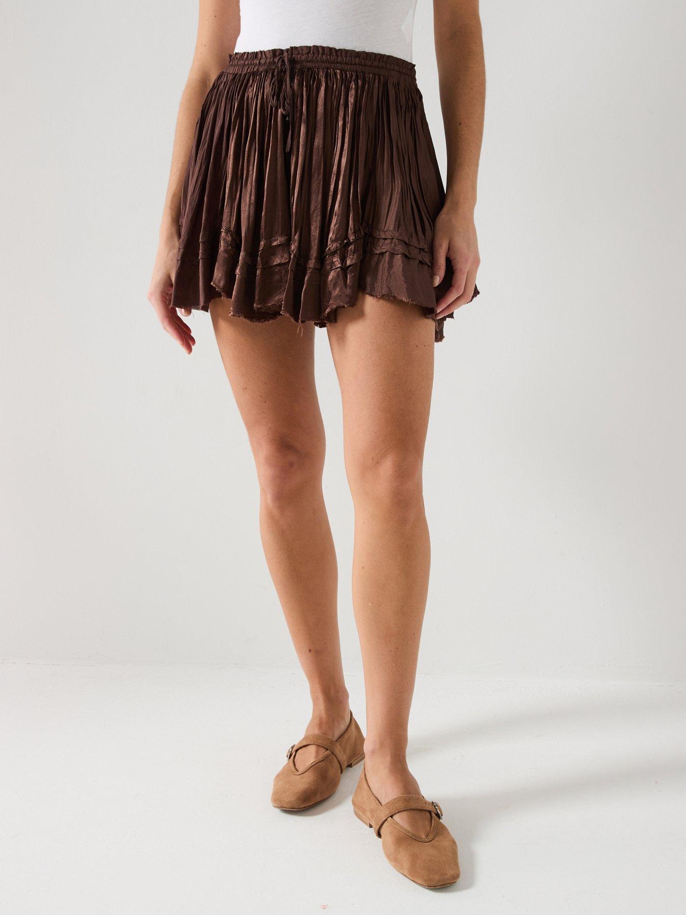 FREE PEOPLE Third Charm Mini Skirt - Brown