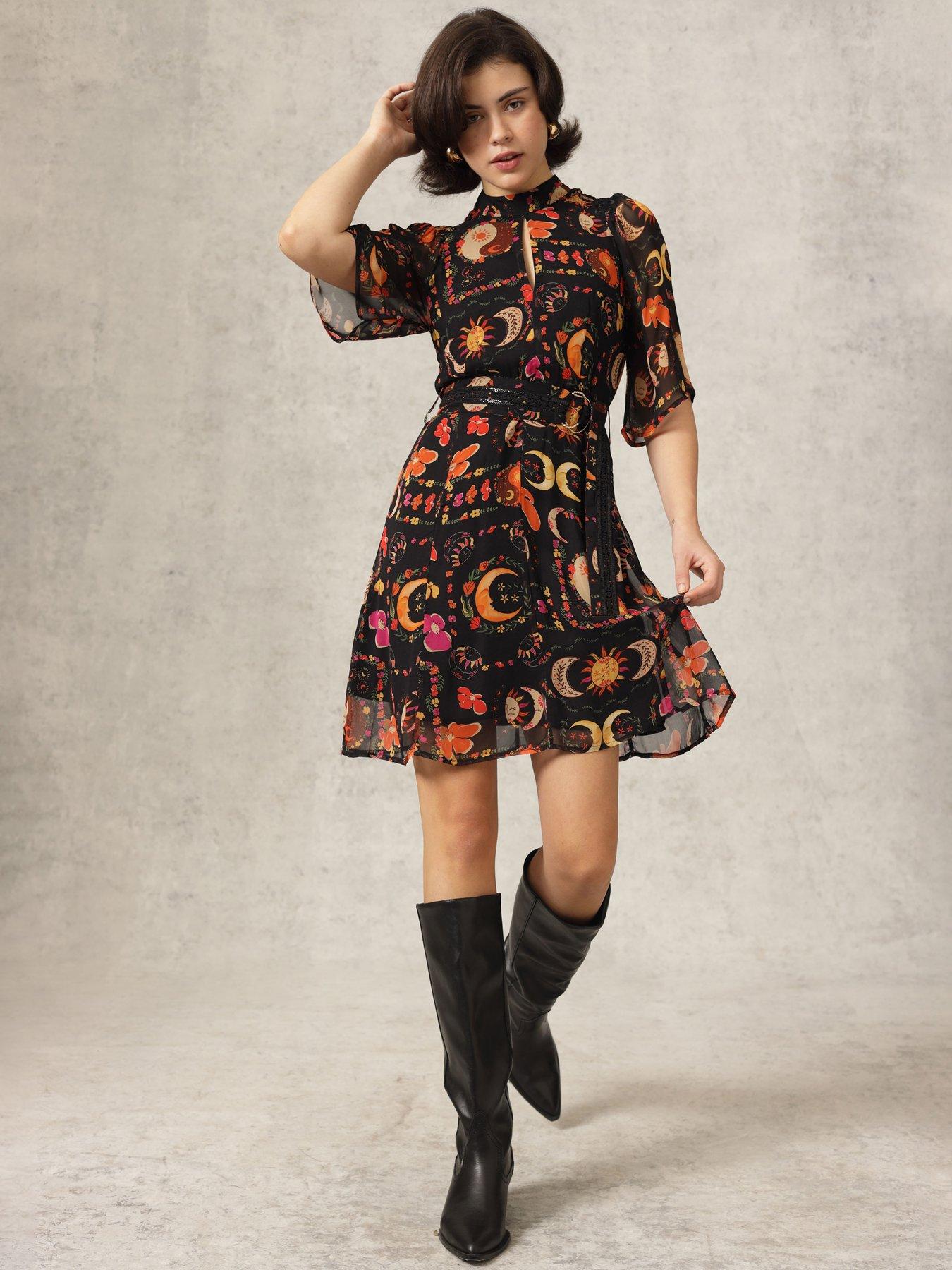 Emily Lovelock Printed Short Dress - Black
