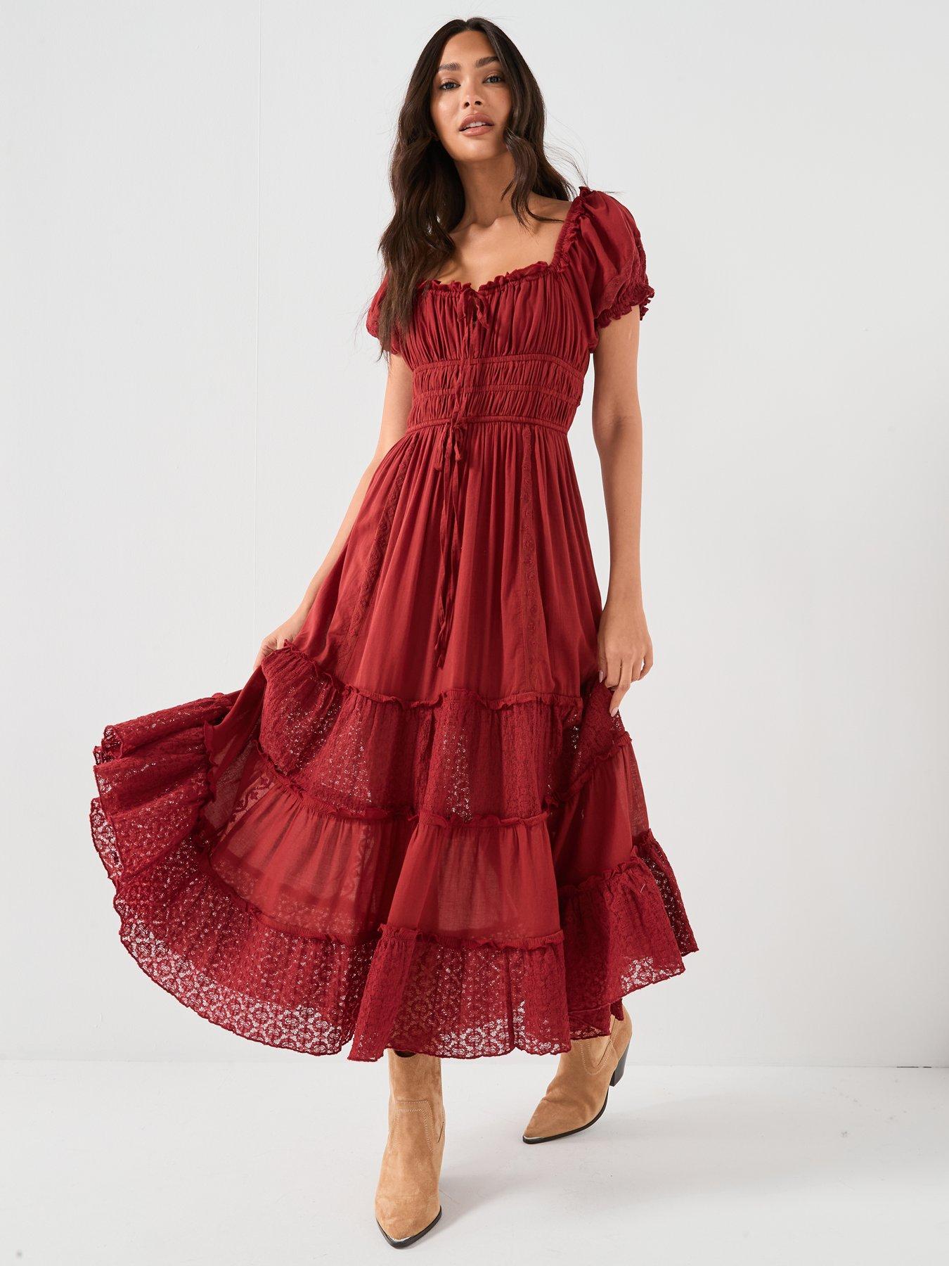 free people falling sun midi dress  100% Cotton This authentic Free People dress Free People falling sun lace