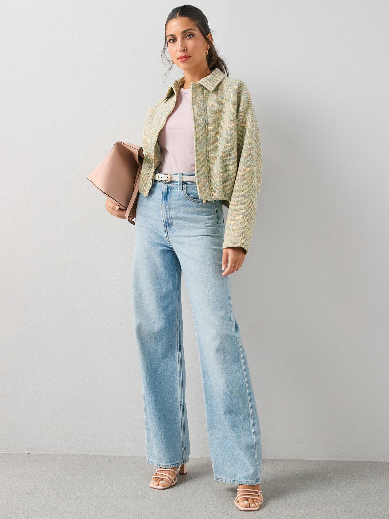 Image 3 of 7 of The Very Collection Boucle Bomber Jacket - Green
