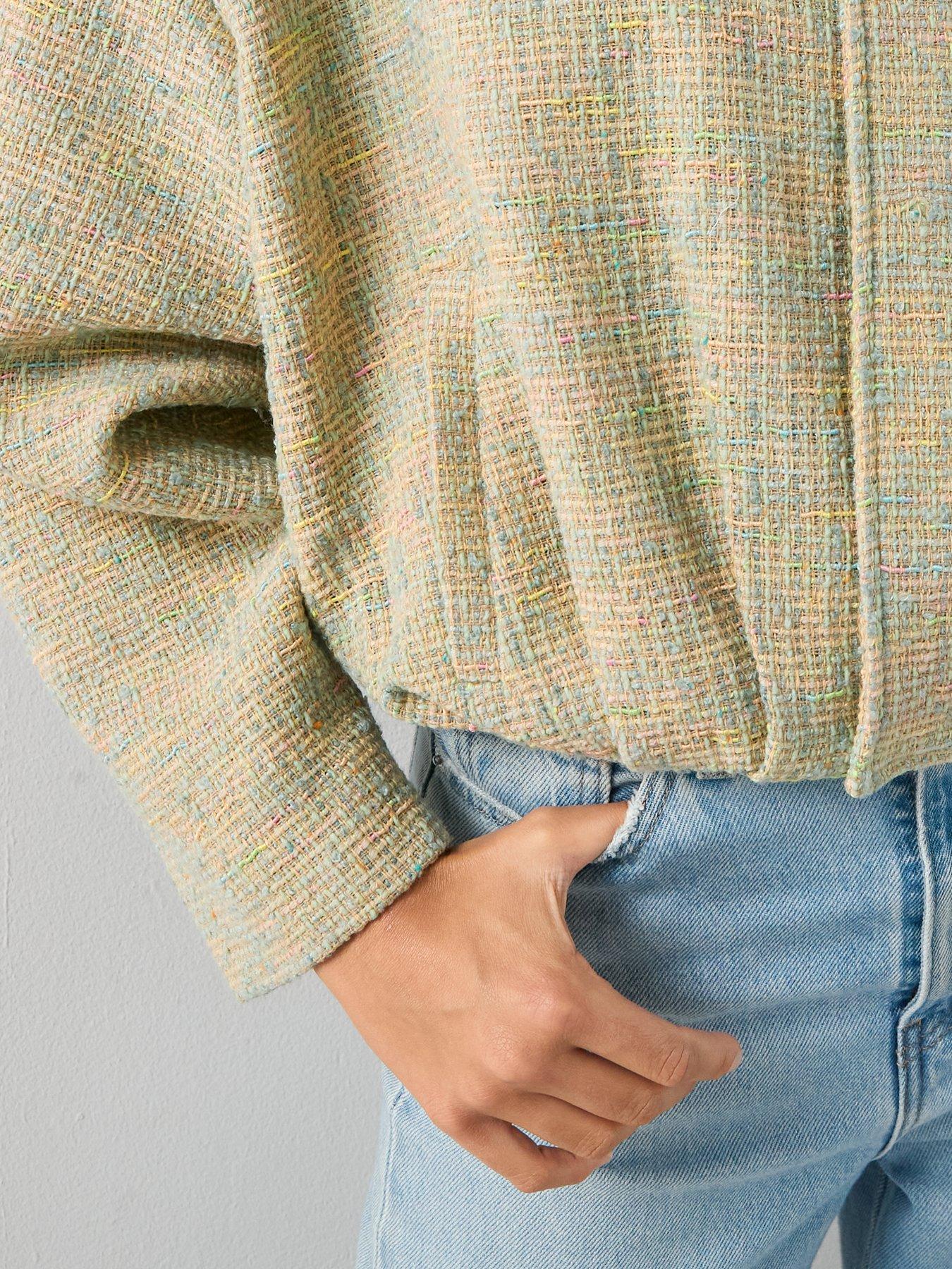 Image 5 of 7 of The Very Collection Boucle Bomber Jacket - Green
