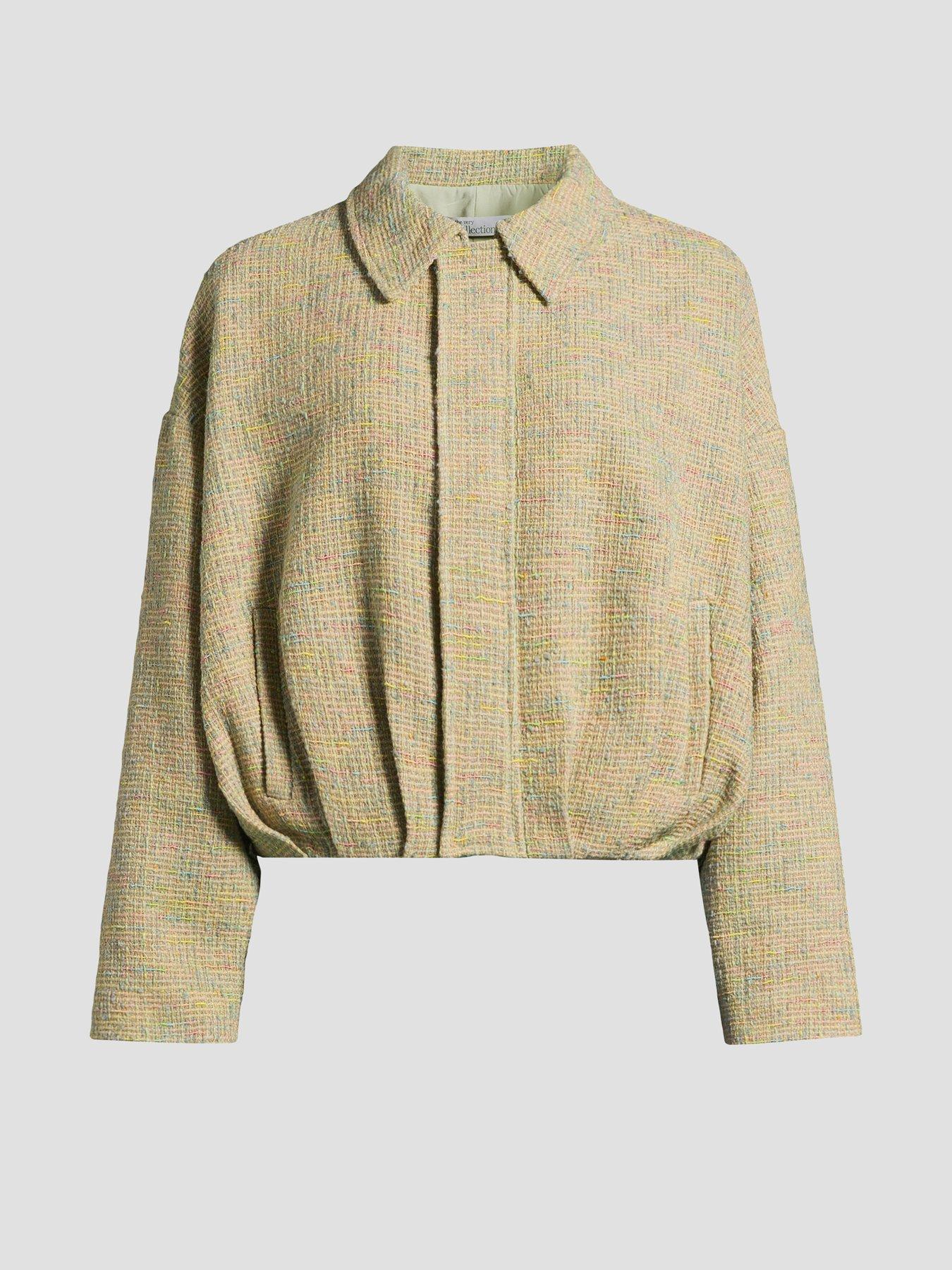 Image 7 of 7 of The Very Collection Boucle Bomber Jacket - Green