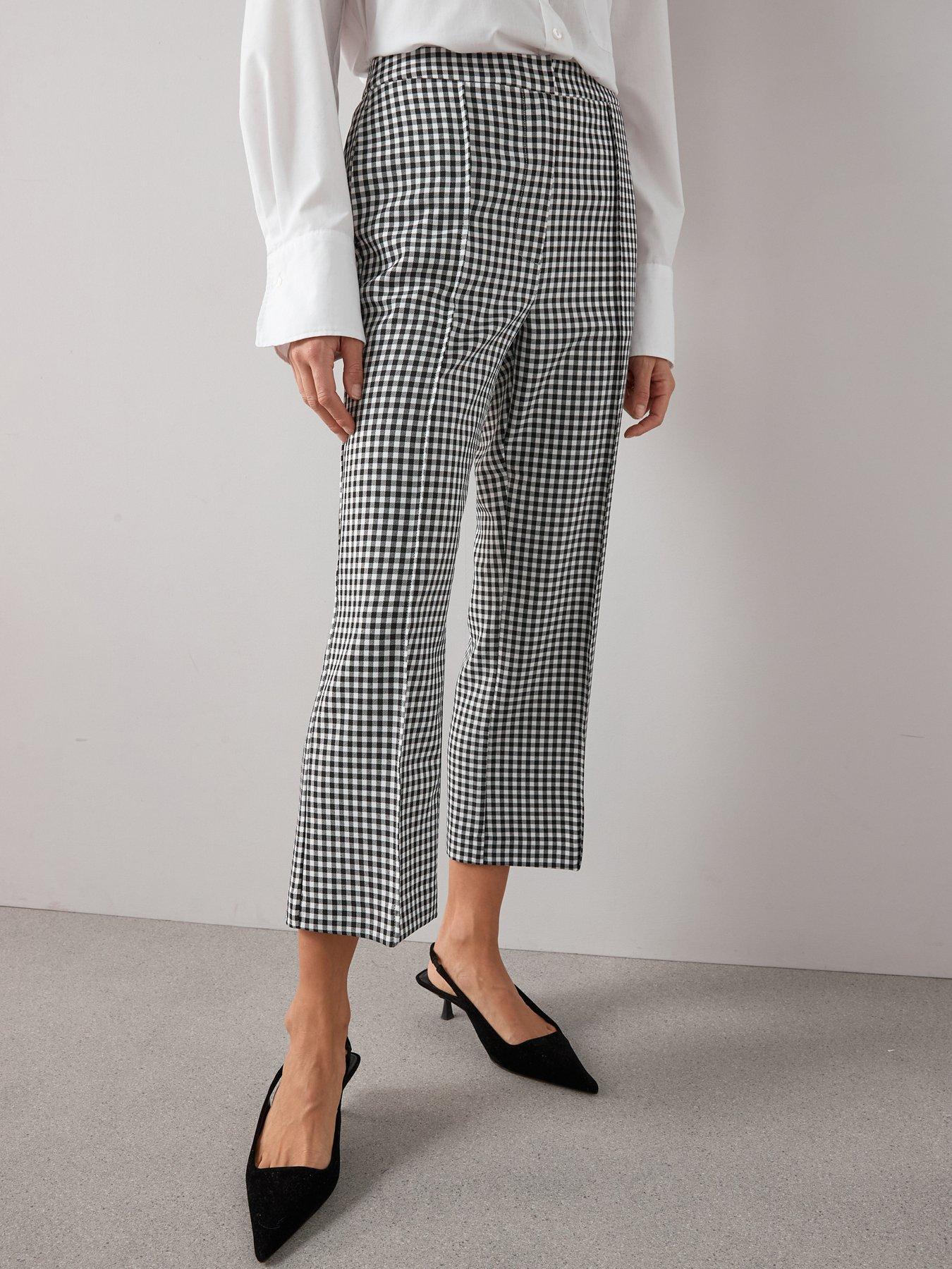 Image 1 of 7 of The Very Collection Gingham Kickflare Trousers - Print