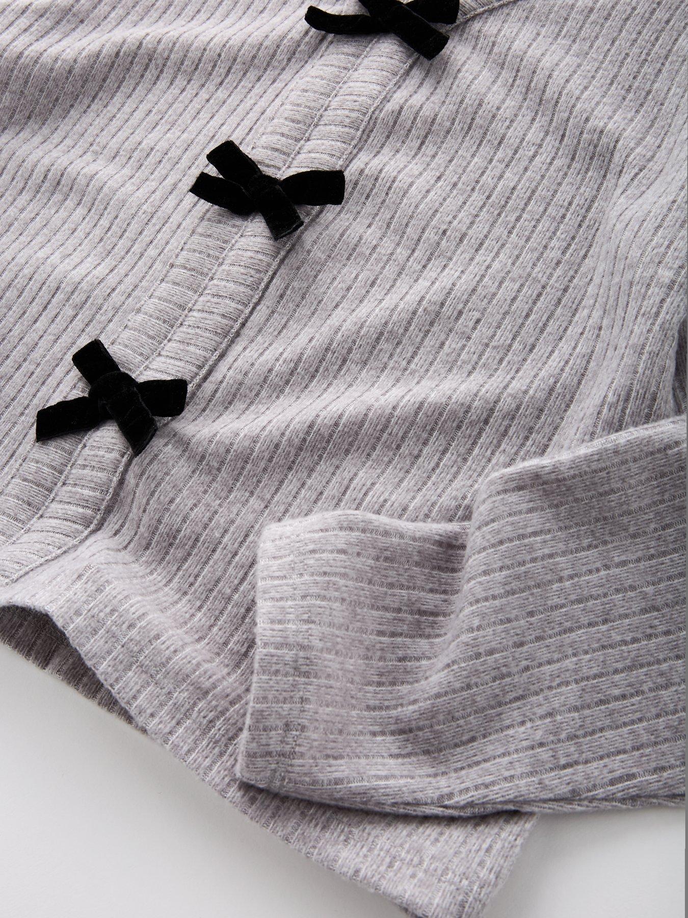 Image 5 of 6 of The Very Collection Girls Soft Touch Bow Front Top With Flare Trousers - Grey