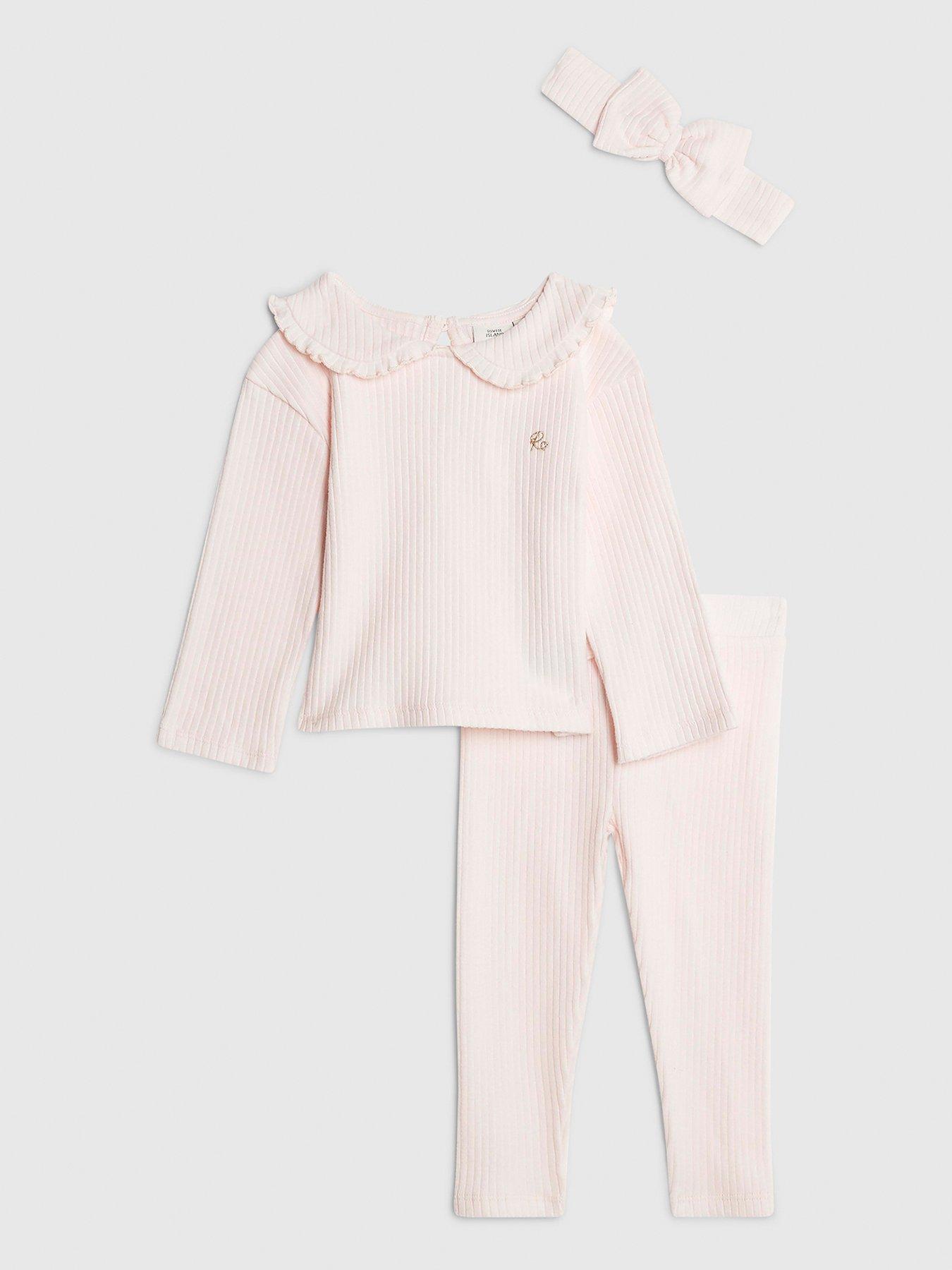 River Island Baby Girls Ribbed Headband Set - Pink