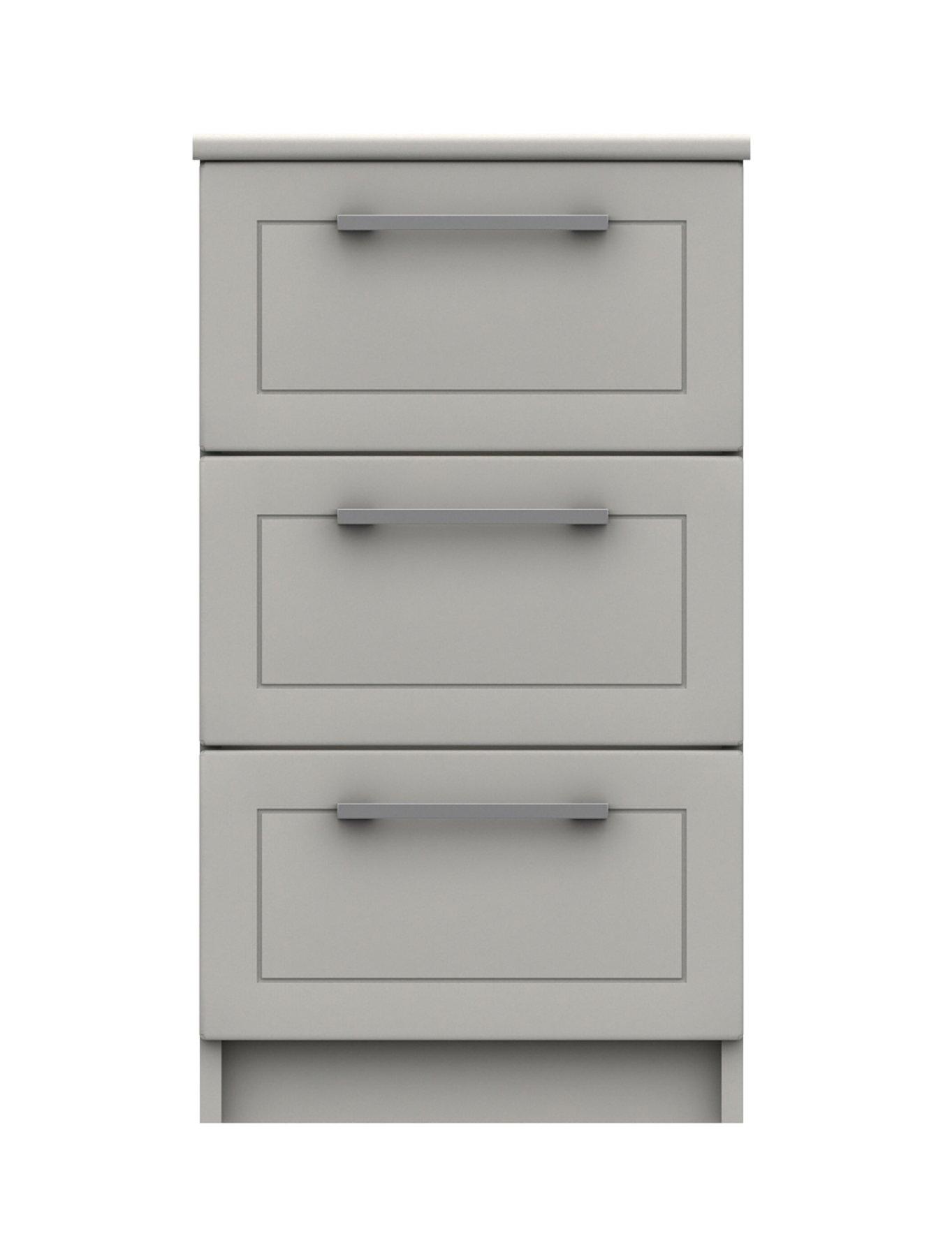 Image 3 of 4 of One Call Sinai Ready Assembled 3 Drawer Bedside Chest