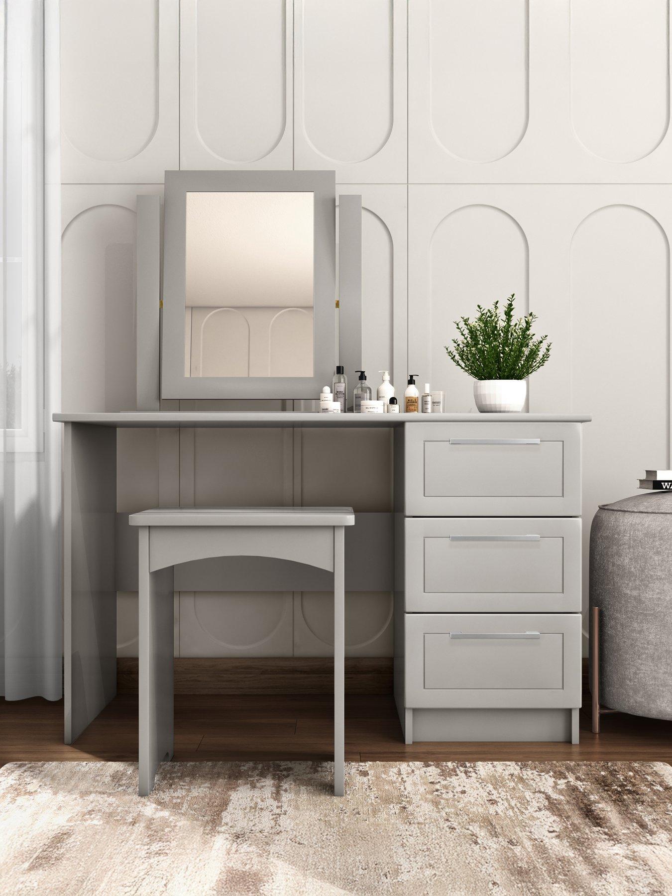 Image 1 of 6 of One Call Sinai Ready Assembled&nbsp;Dressing Table, Mirror And Stool
