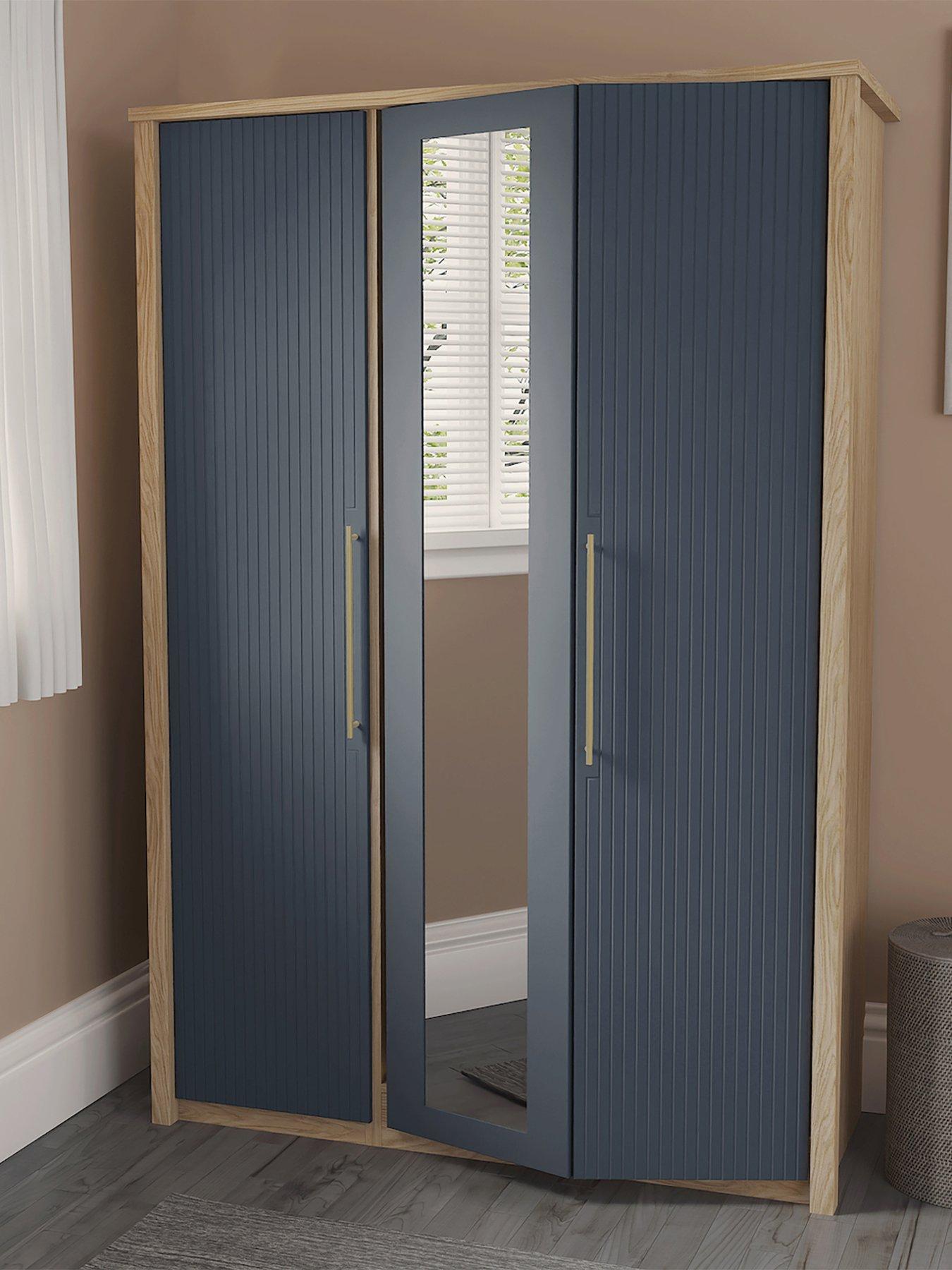One Call Arvon Part Assembled 3 Door Bifold Wardrobe With Mirror