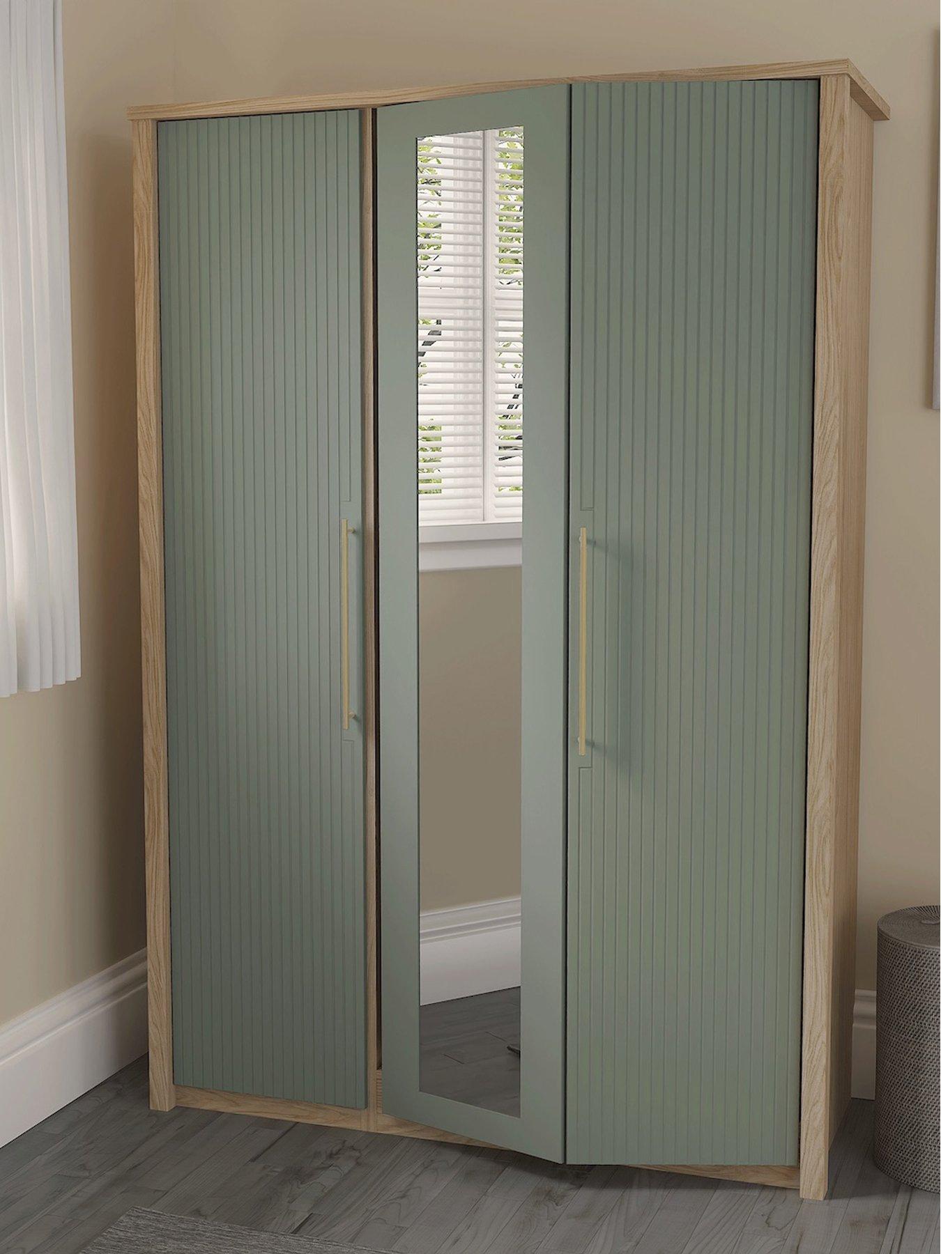 One Call Arvon Part Assembled 3 Door Bifold Wardrobe With Mirror