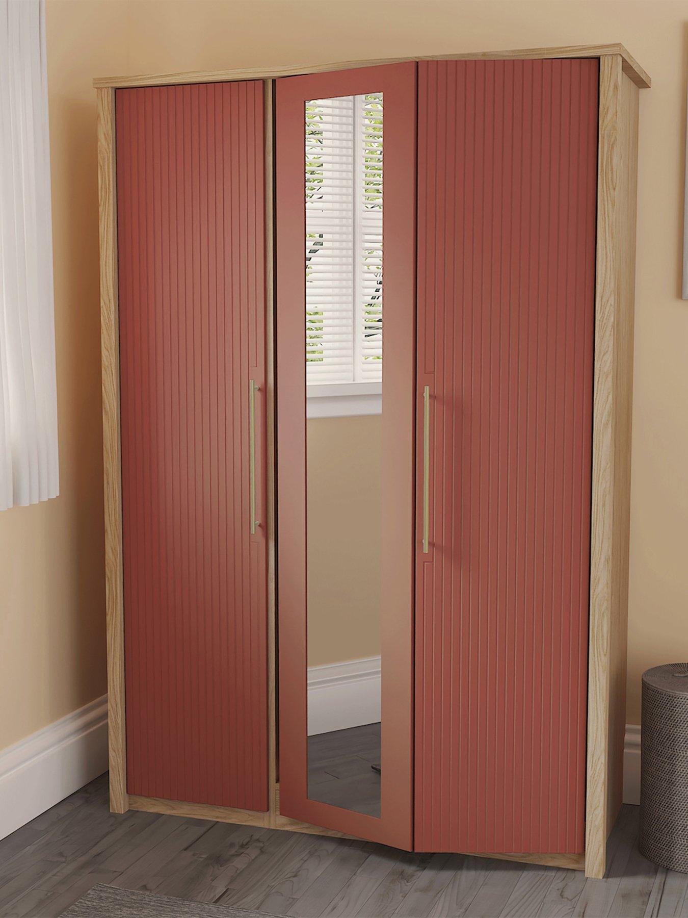 One Call Arvon Part Assembled 3 Door Bifold Wardrobe With Mirror