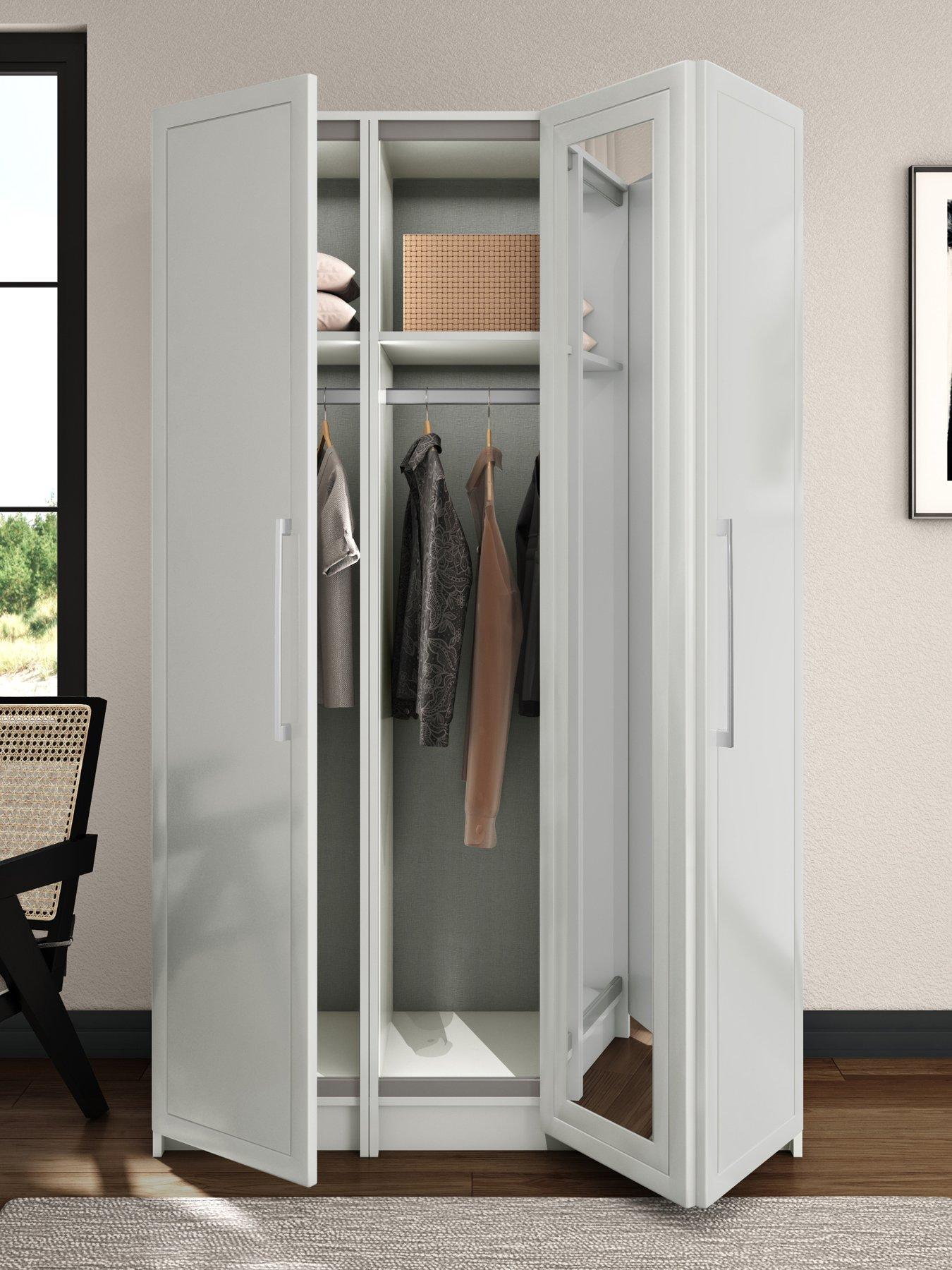 One Call Sinai Ready Assembled 3 Door Bifold Wardrobe With Mirror