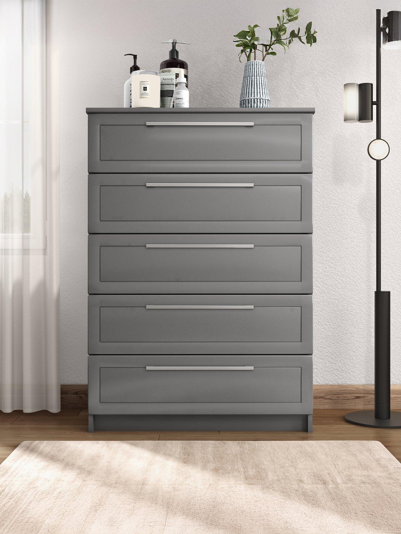 sachin and babi light blue dress Modern Chest of Drawers 5-Drawer Chest Tall Dresser Wooden Storage Cabinet