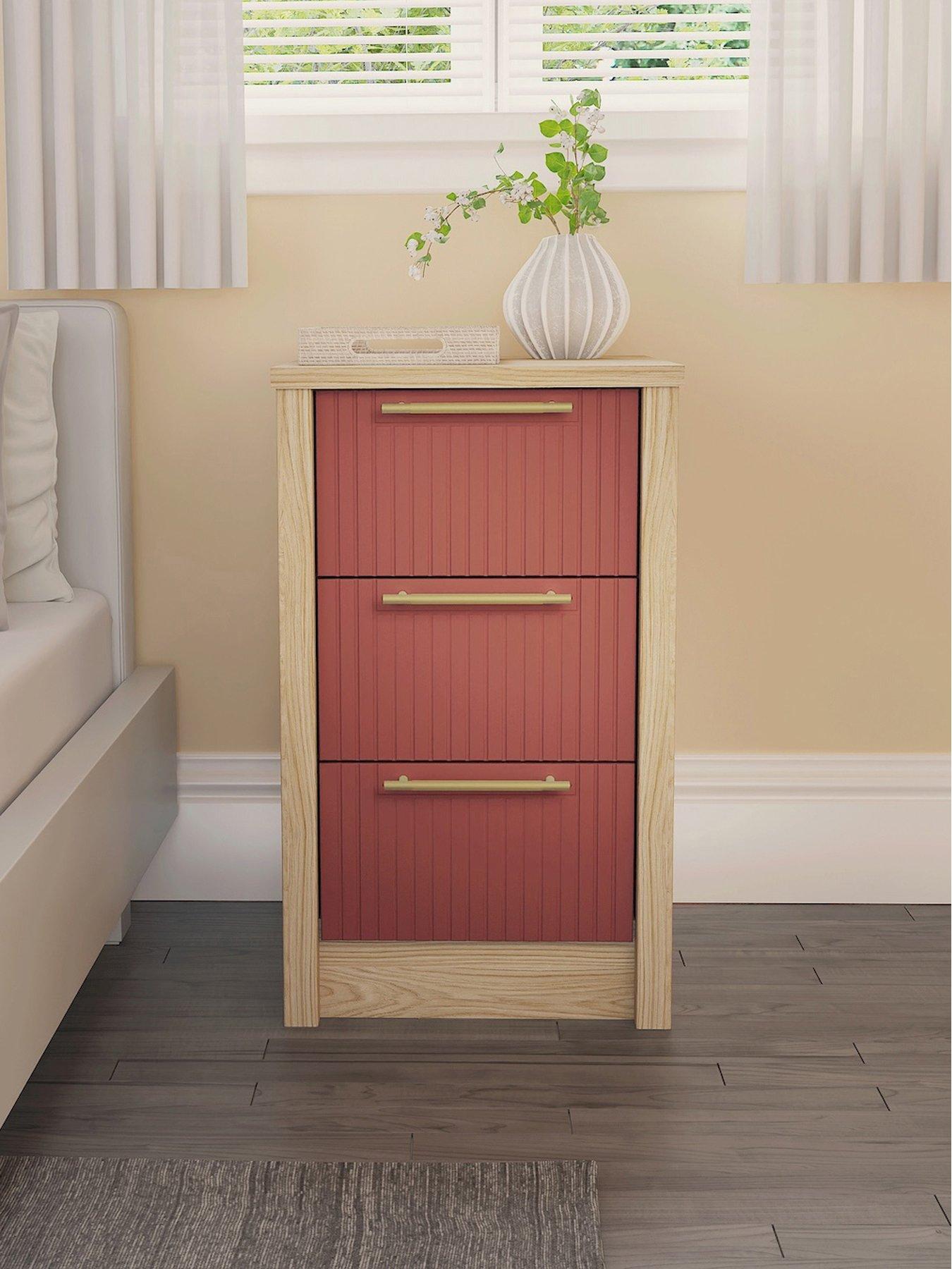One Call Arvon Ready Assembled 3 Drawer Bedside Chest