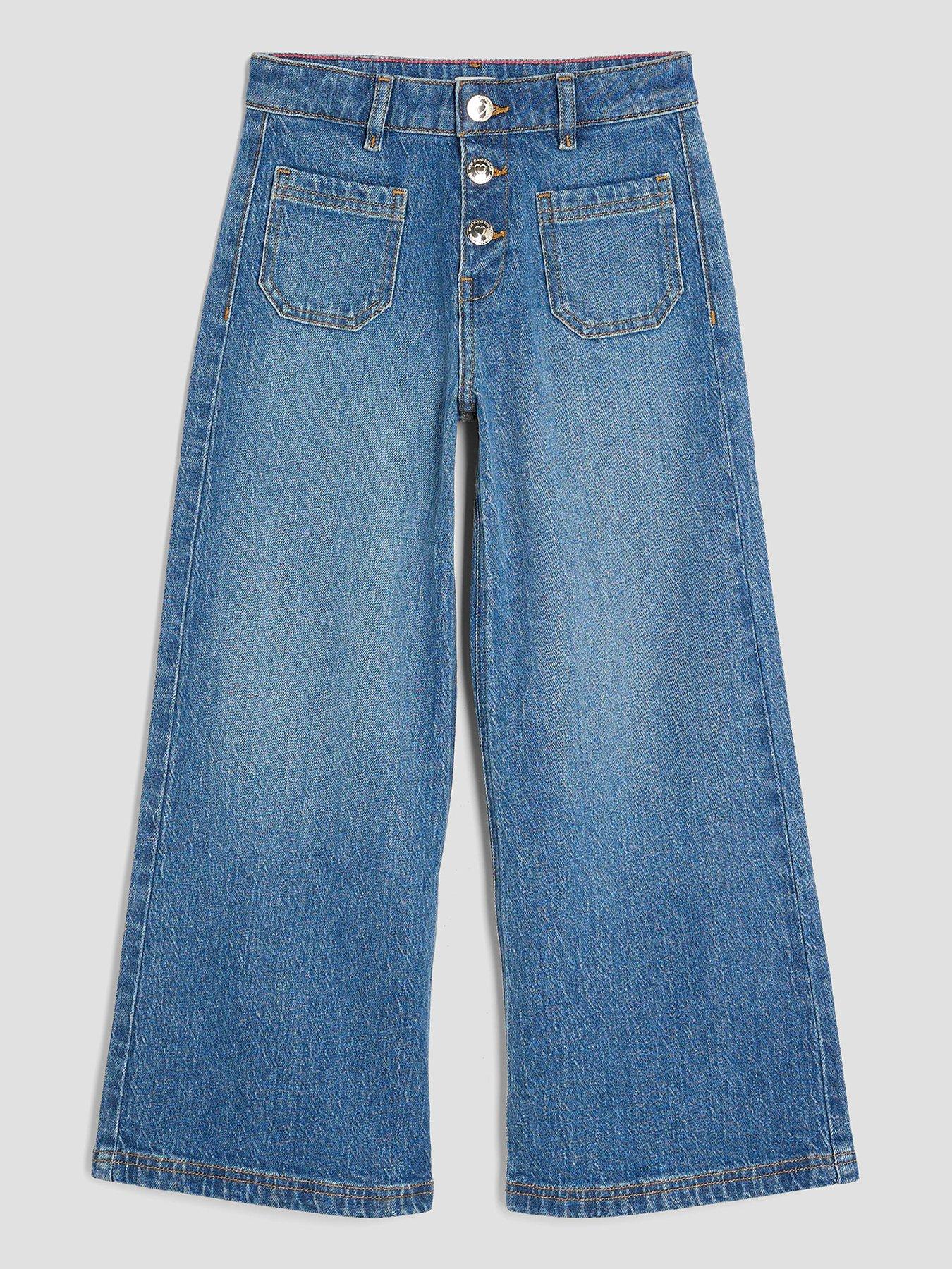 River Island Older Girls Wide Leg Front Pocket Jeans - Blue