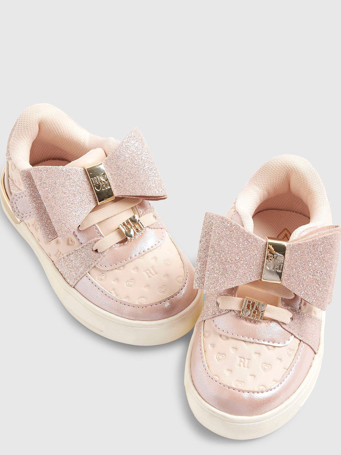River Island Mini Mini Girls Bow Glitter Plim Shoes Pink Very
