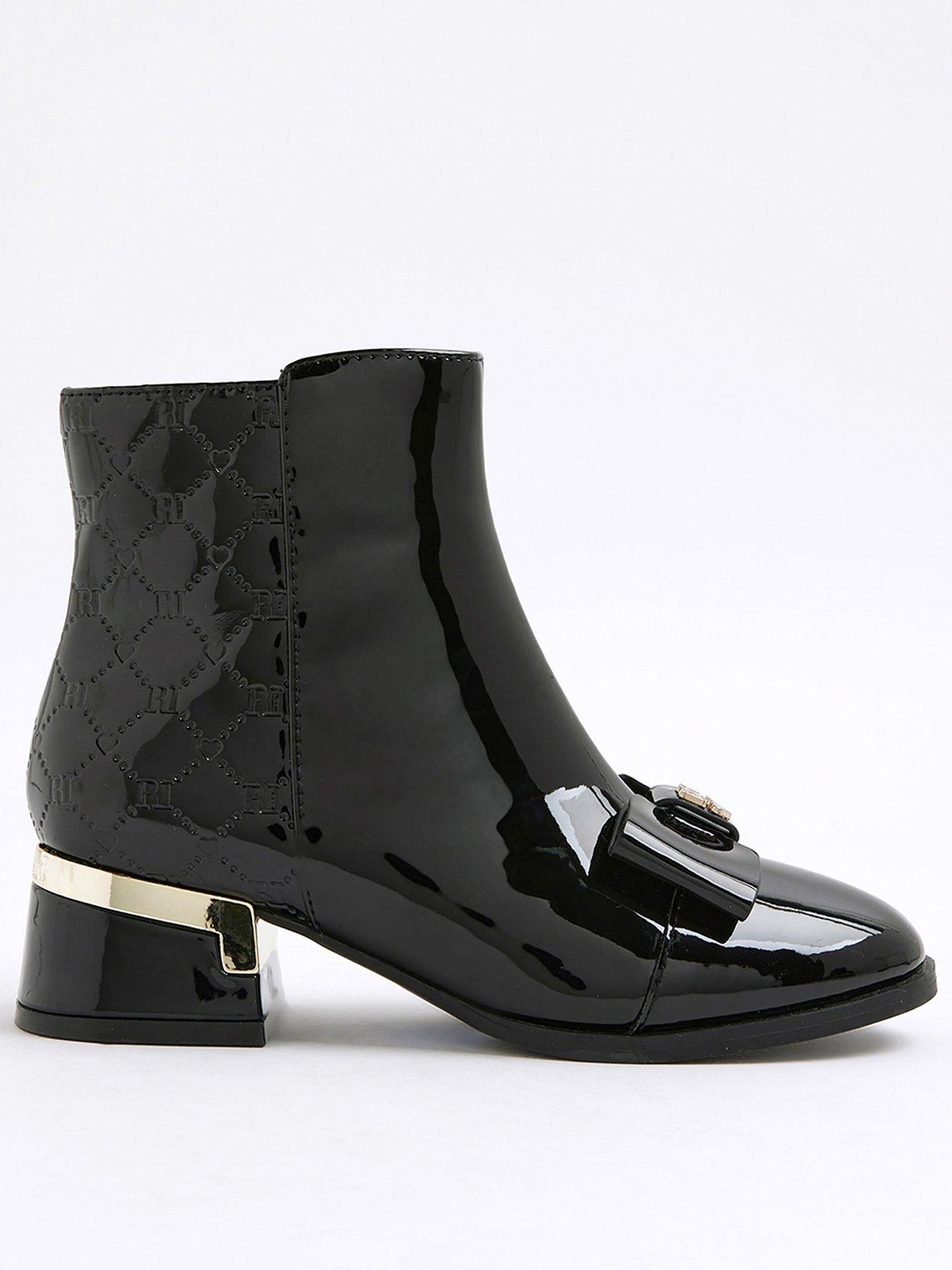 undefined Older Girls Bow Front Heeled Boot - Black