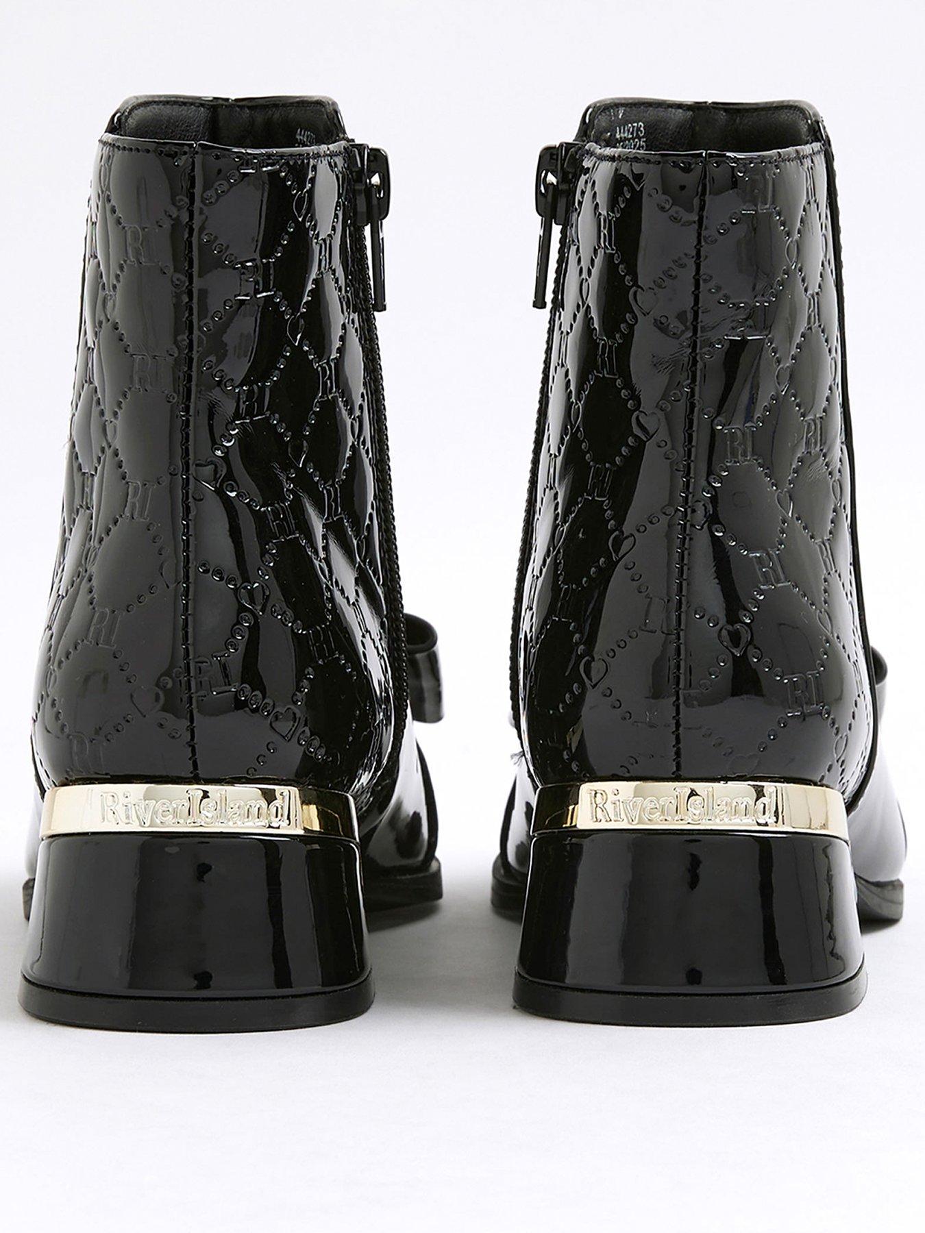 Image 3 of 5 of River Island Older Girls Bow Front Heeled Boot - Black