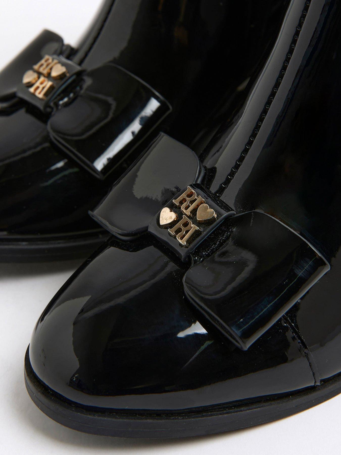 Image 5 of 5 of River Island Older Girls Bow Front Heeled Boot - Black