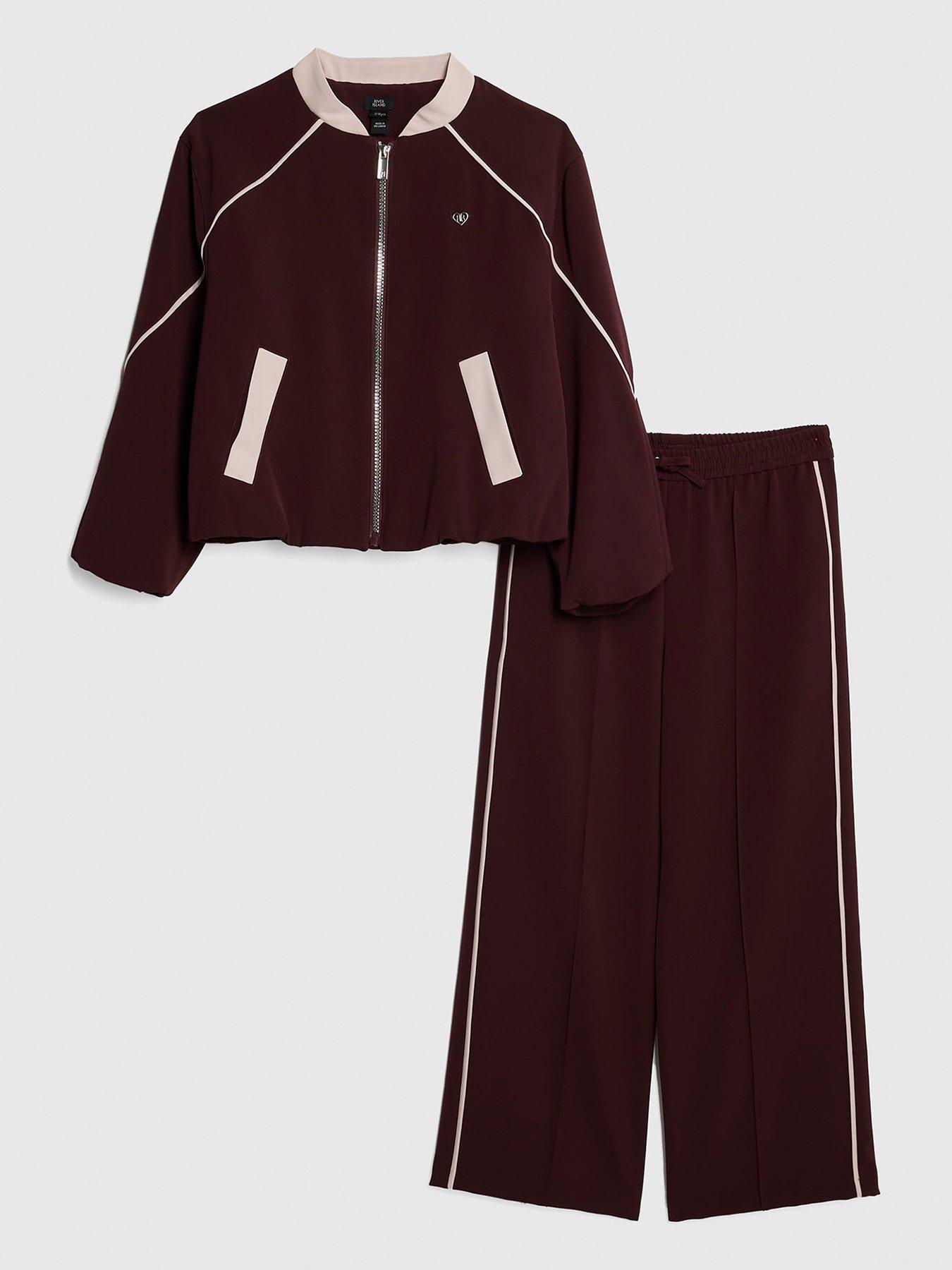 River Island Older Girls Bomber And Trouser Set - Dark Red